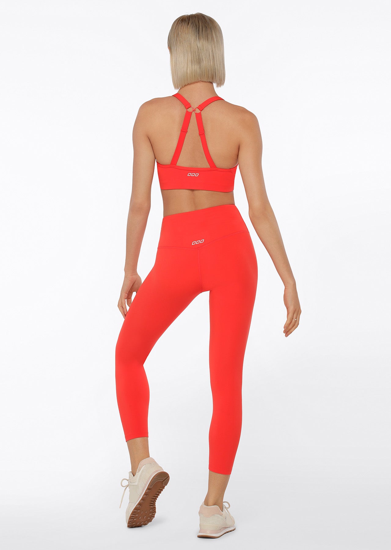 Lorna Jane Curved Recycled Sports Bra - Hot Tomato