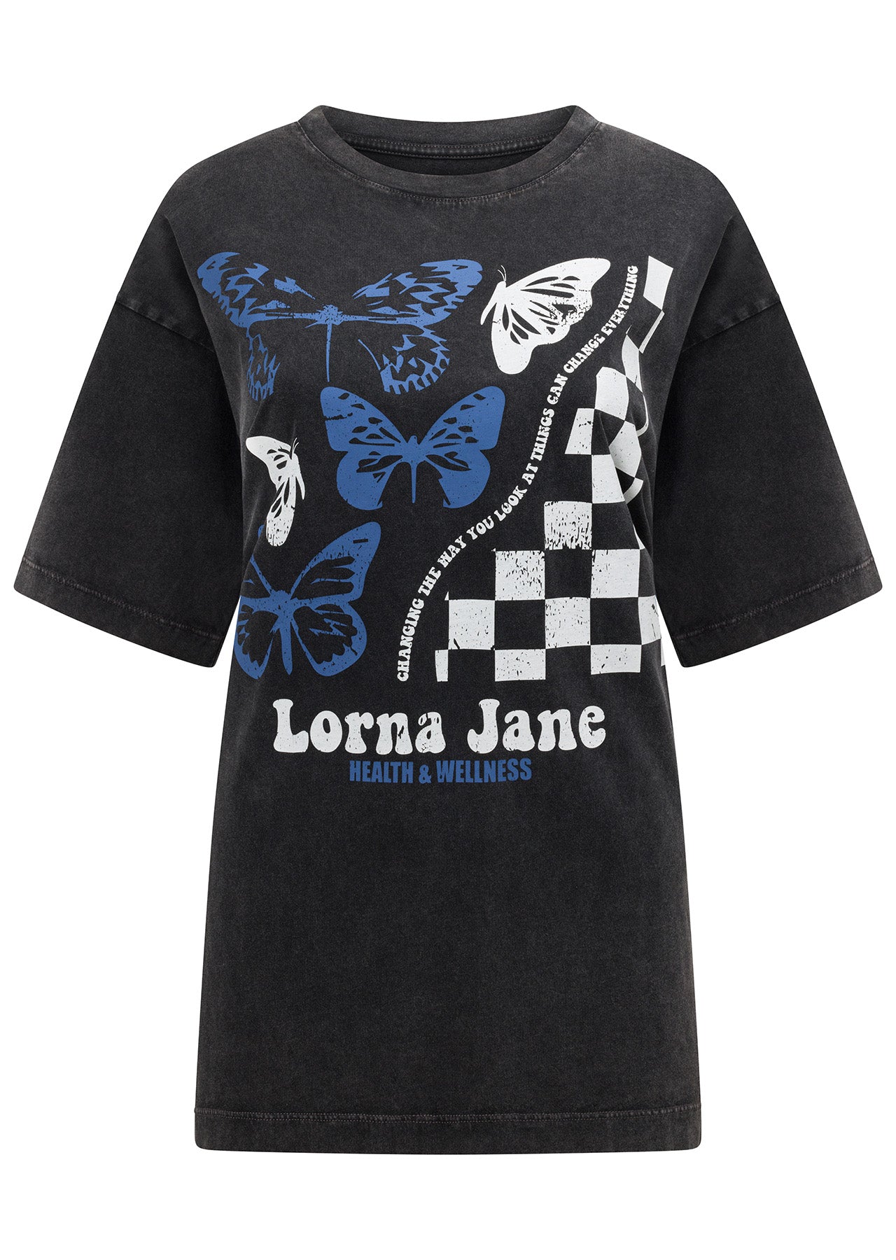Lorna Jane Flourish Washed Boyfriend Tee - Washed Black
