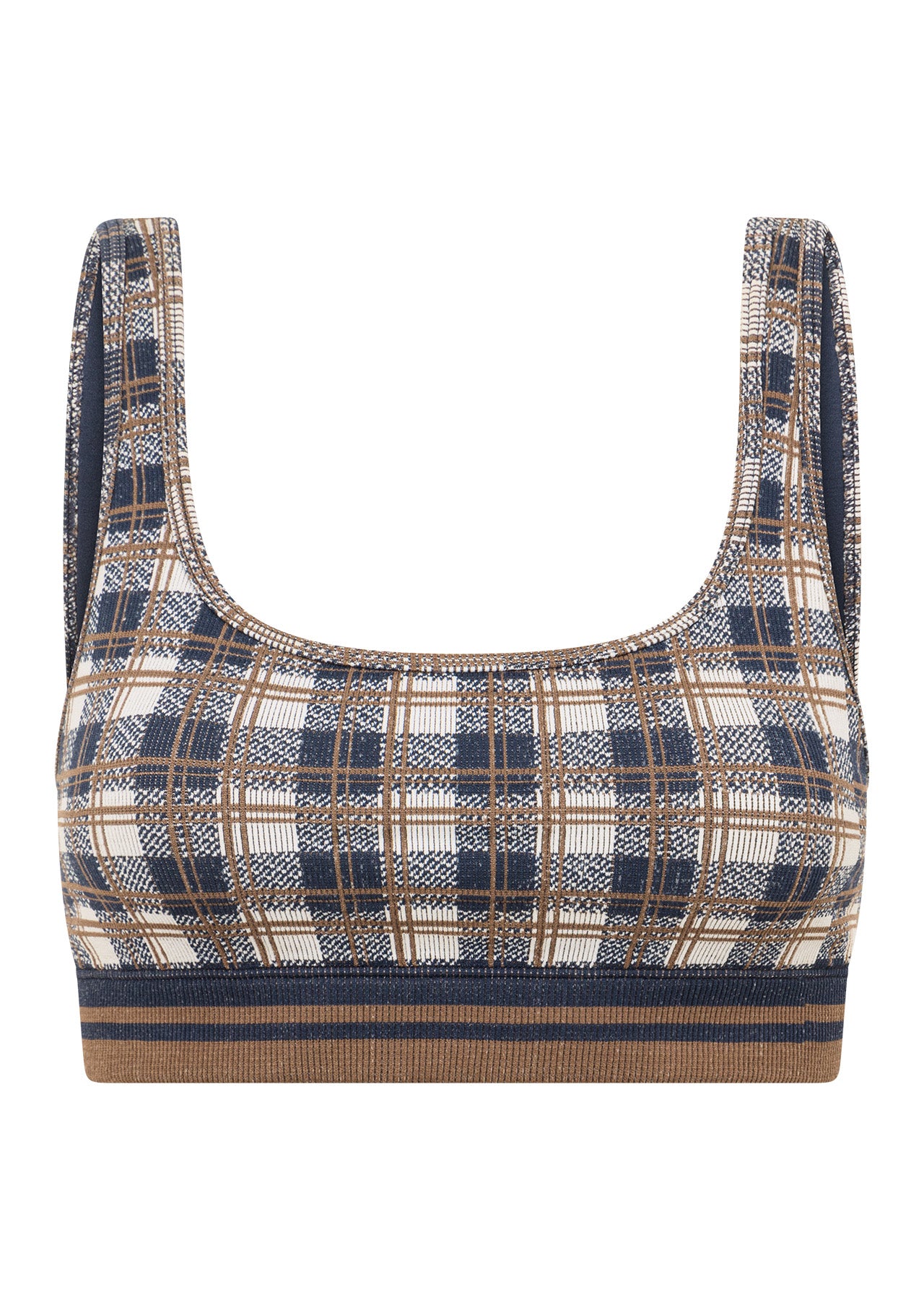 Lorna Jane Gingham Seamless Sports Bra - Neutral Gingham