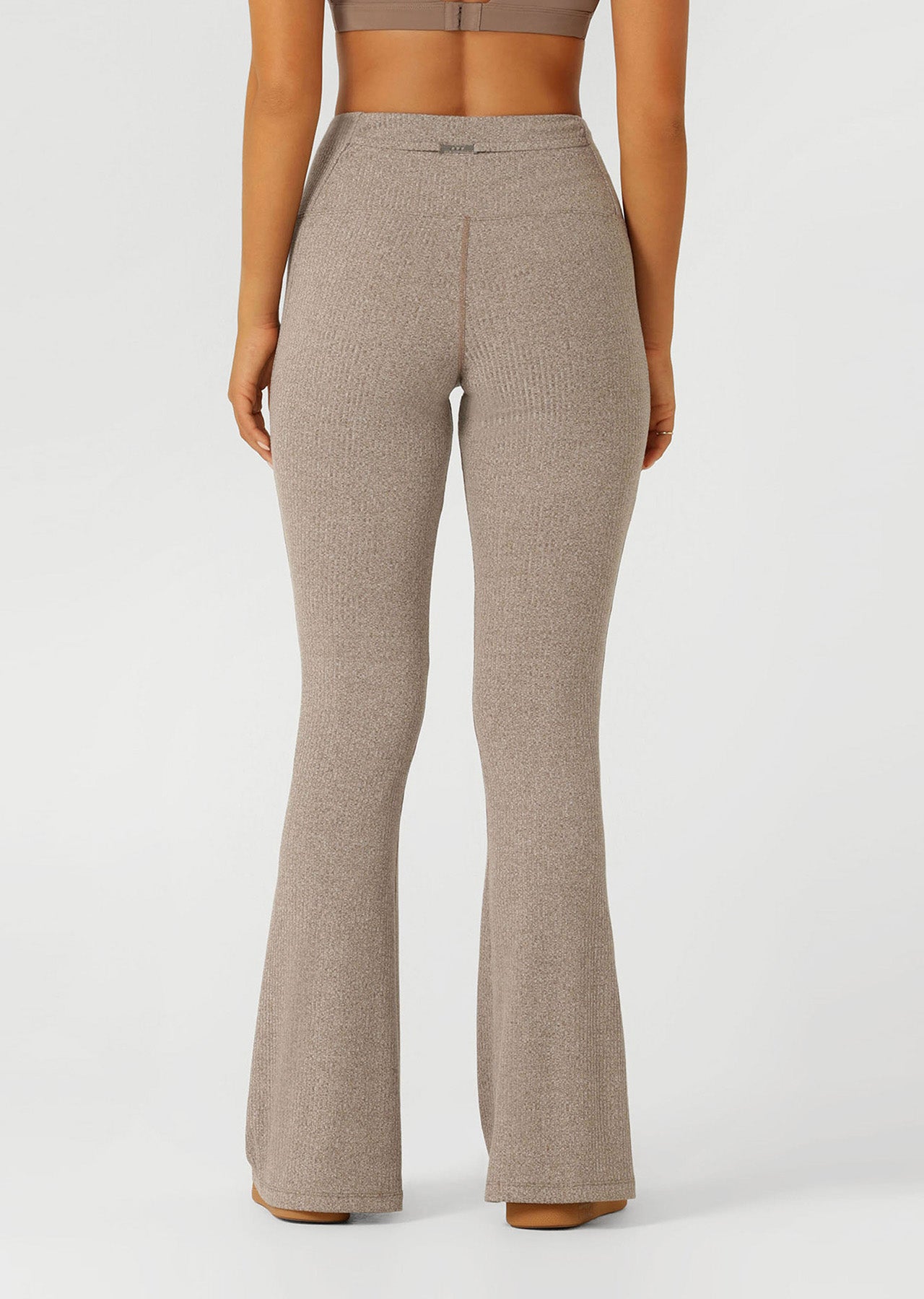 Lorna Jane Mindful Rib Full Length Flared Leggings - Bone Marl