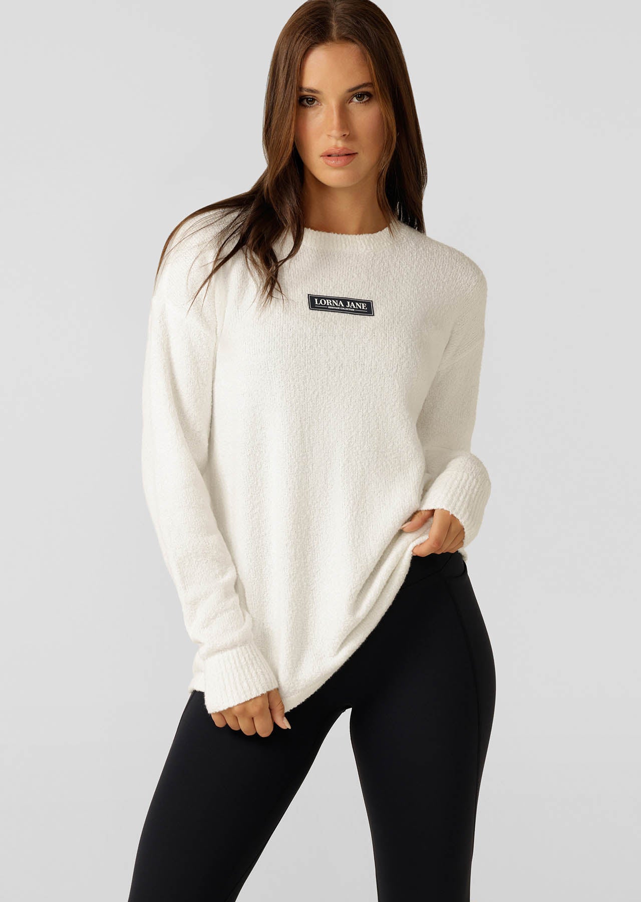 Lorna Jane Campus Oversized Long Sleeve Top - Porcelain
