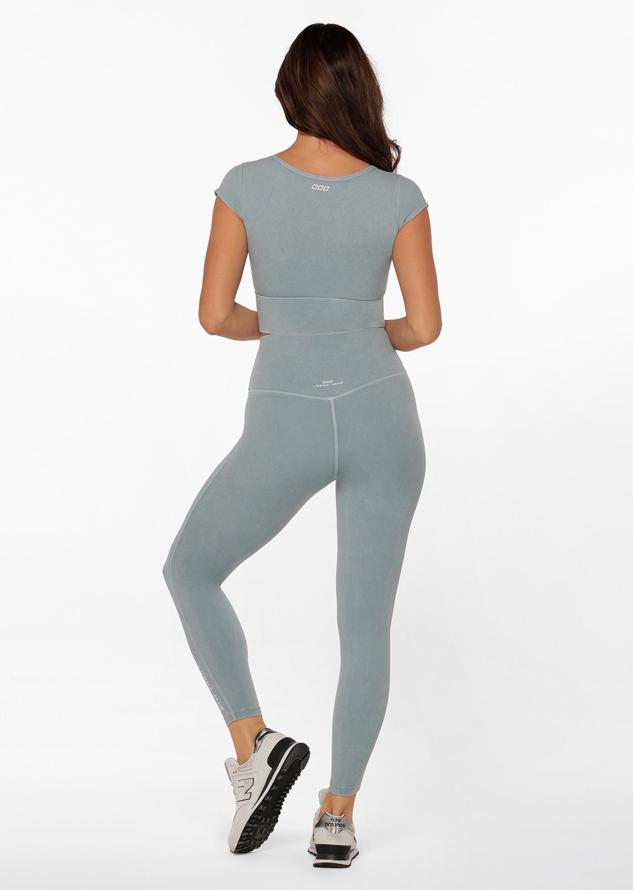 Lorna Jane Hi-Fold Lotus No Chafe Ankle Biter Leggings - Washed Deep Arctic