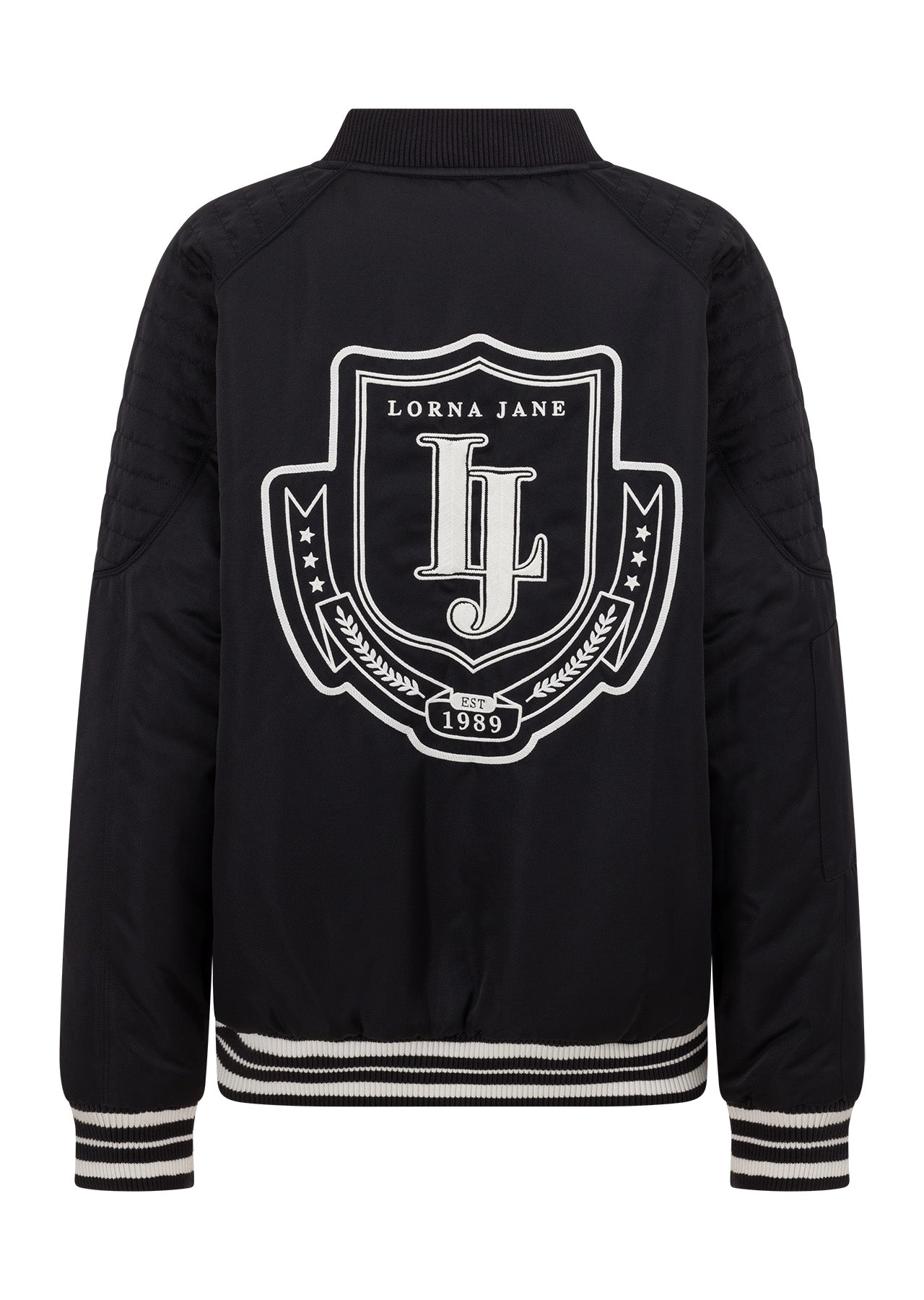 Lorna Jane Double Time Quilted Bomber Jacket - Black