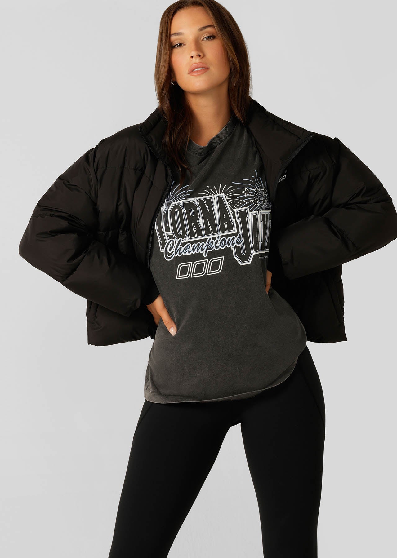 Lorna Jane Championship Title Relaxed Fit Tee - Washed Black