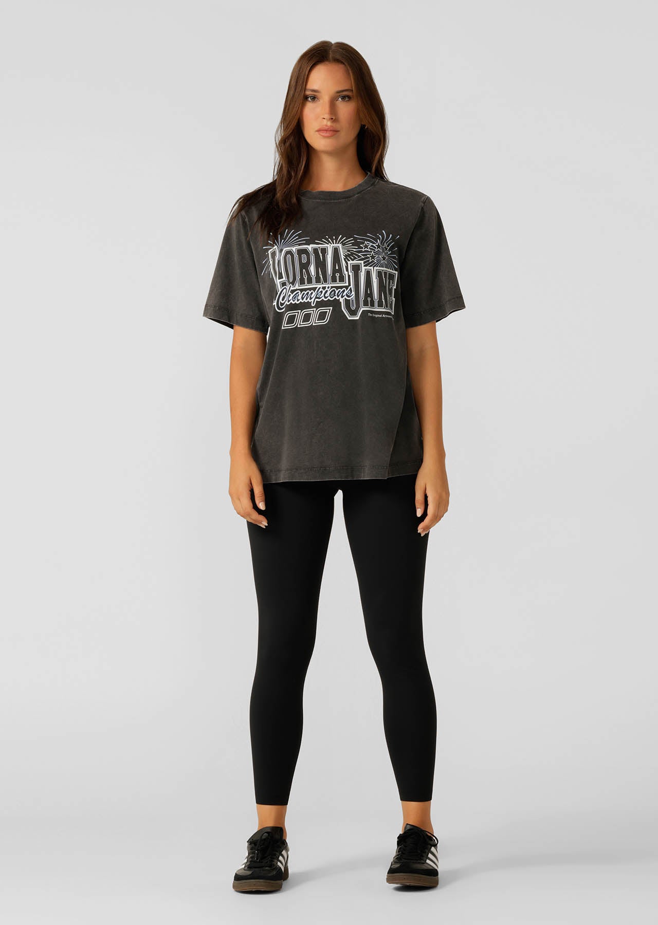 Lorna Jane Championship Title Relaxed Fit Tee - Washed Black