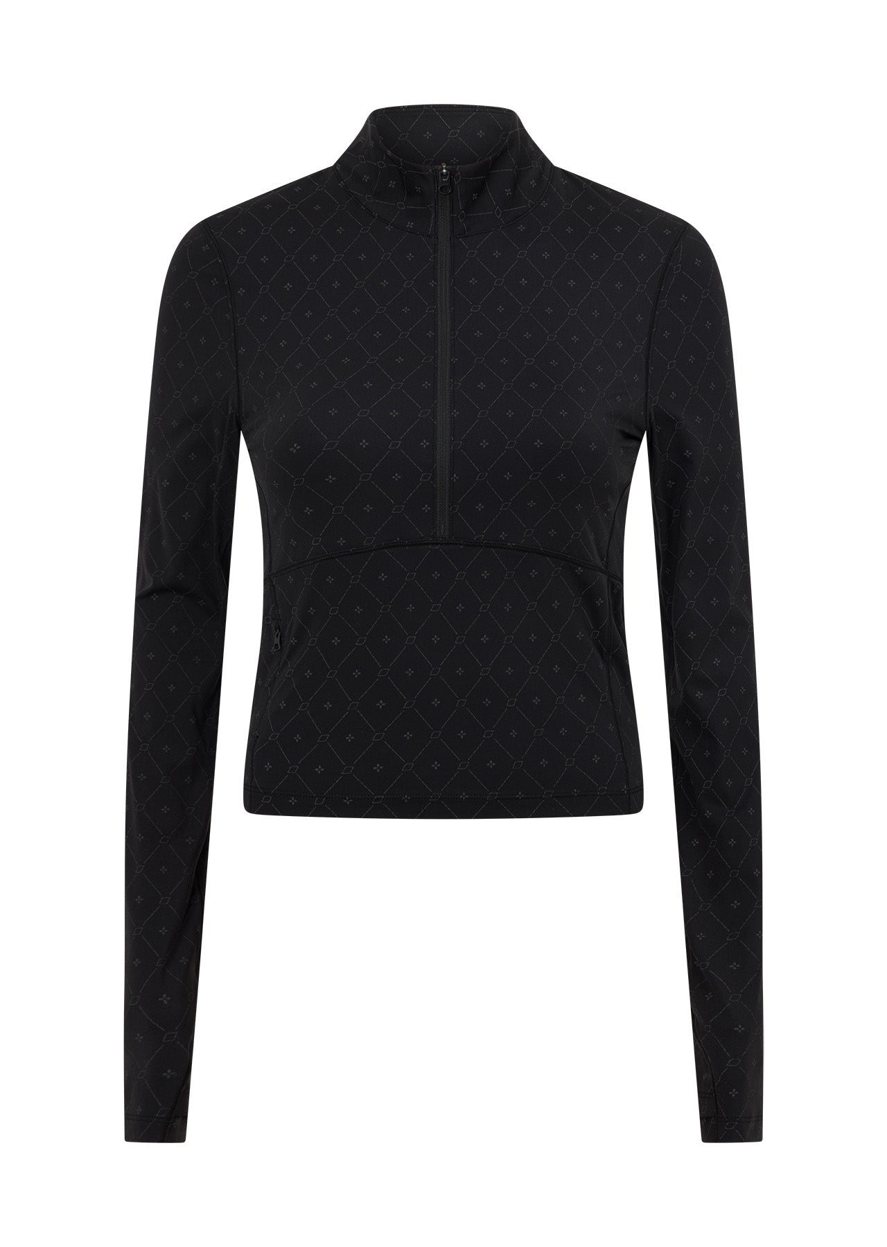 Lorna Jane High Definition Reflective 1/2 Zip Long Sleeve Top - Black Reflective Monogram Print