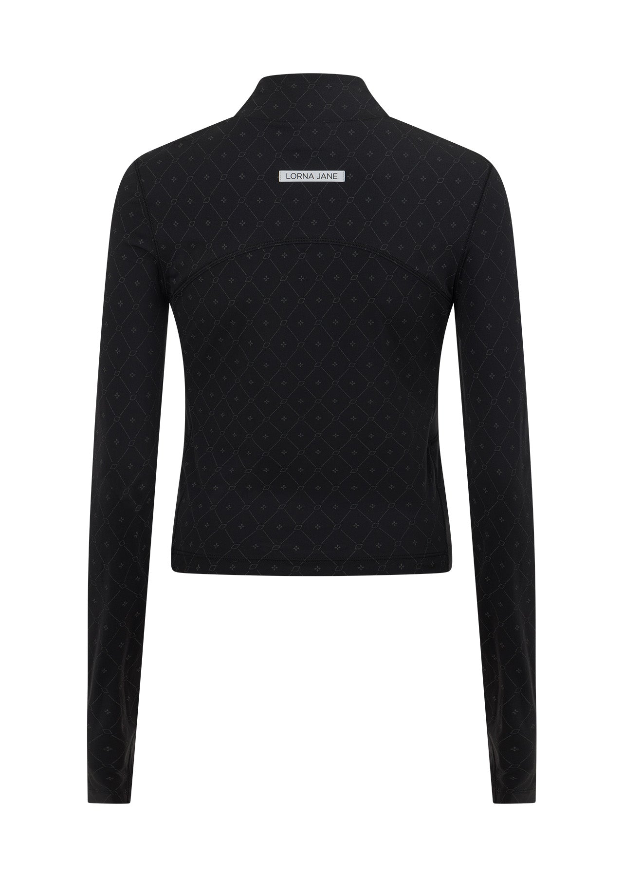 Lorna Jane High Definition Reflective 1/2 Zip Long Sleeve Top - Black Reflective Monogram Print