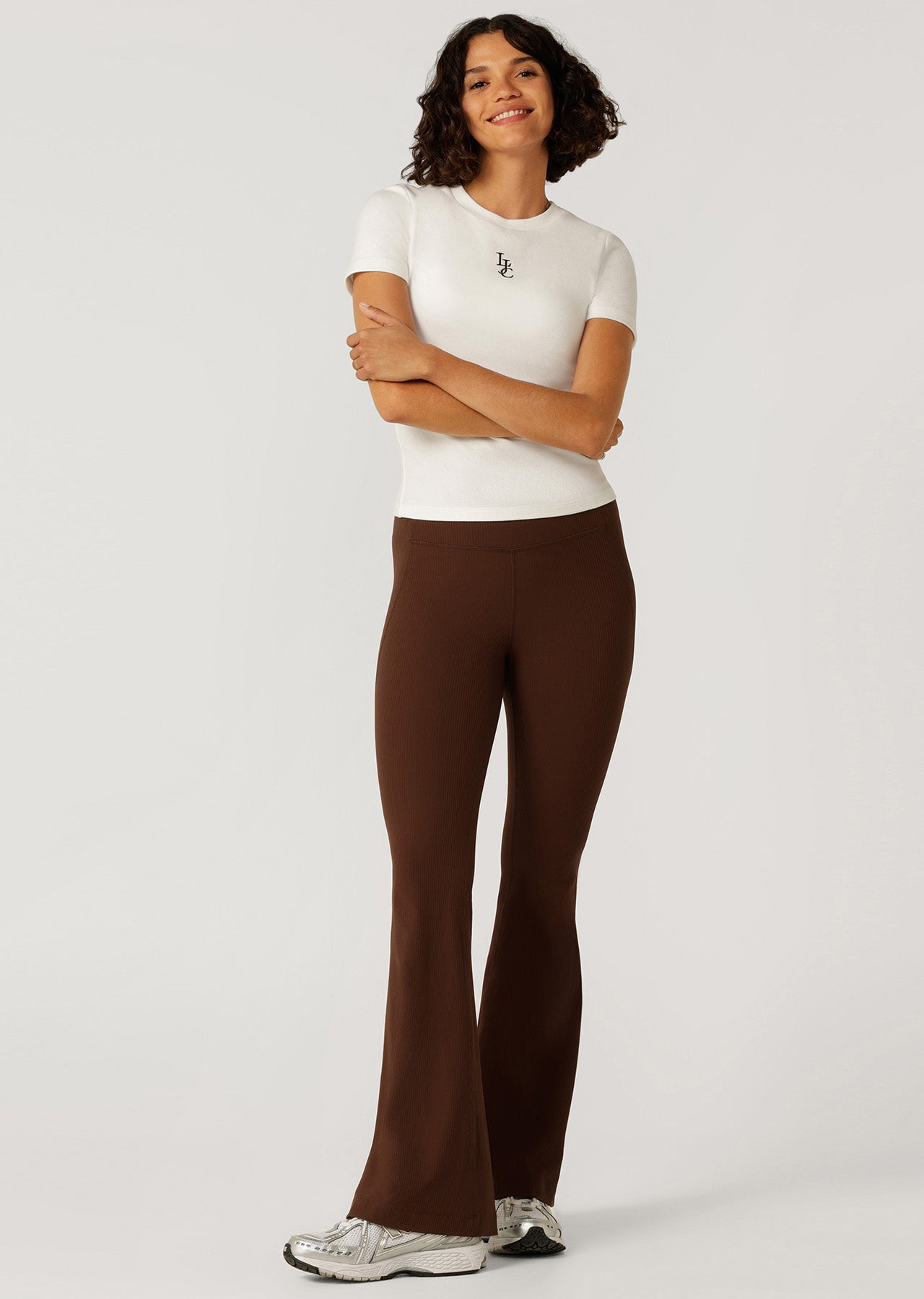 Lorna Jane Irresistible Stomach Support Rib Flared Leggings - Espresso