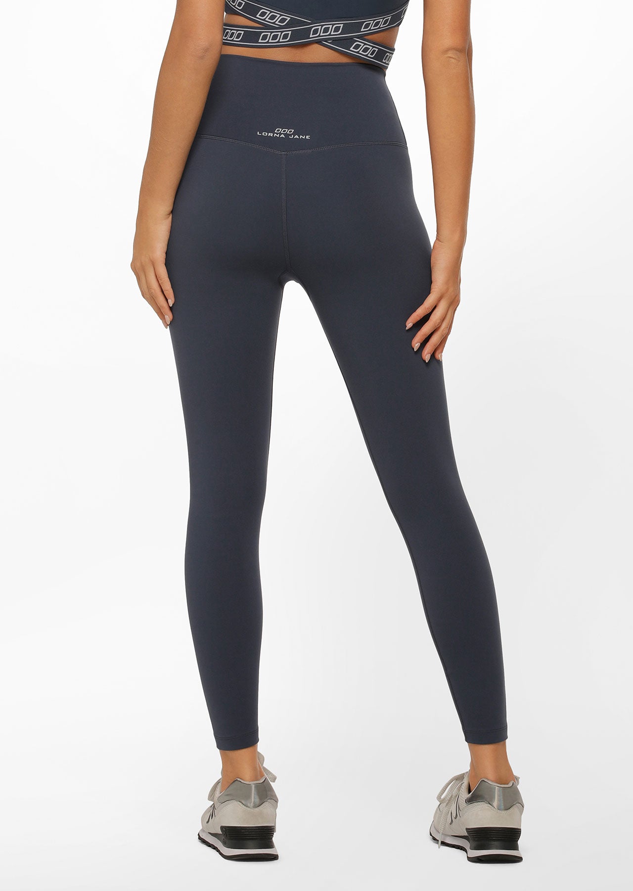 Lorna Jane Hi-Fold Lotus No Chafe Ankle Biter Leggings - Night Time Blue