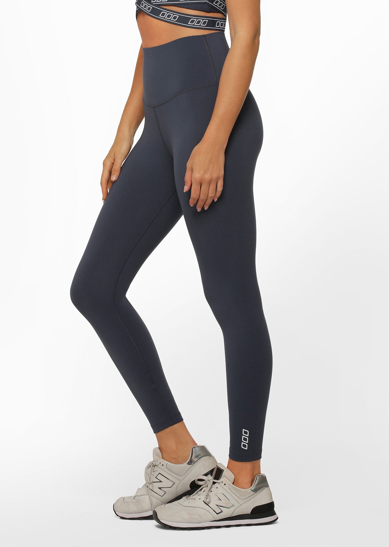 Lorna Jane Hi-Fold Lotus No Chafe Ankle Biter Leggings - Night Time Blue
