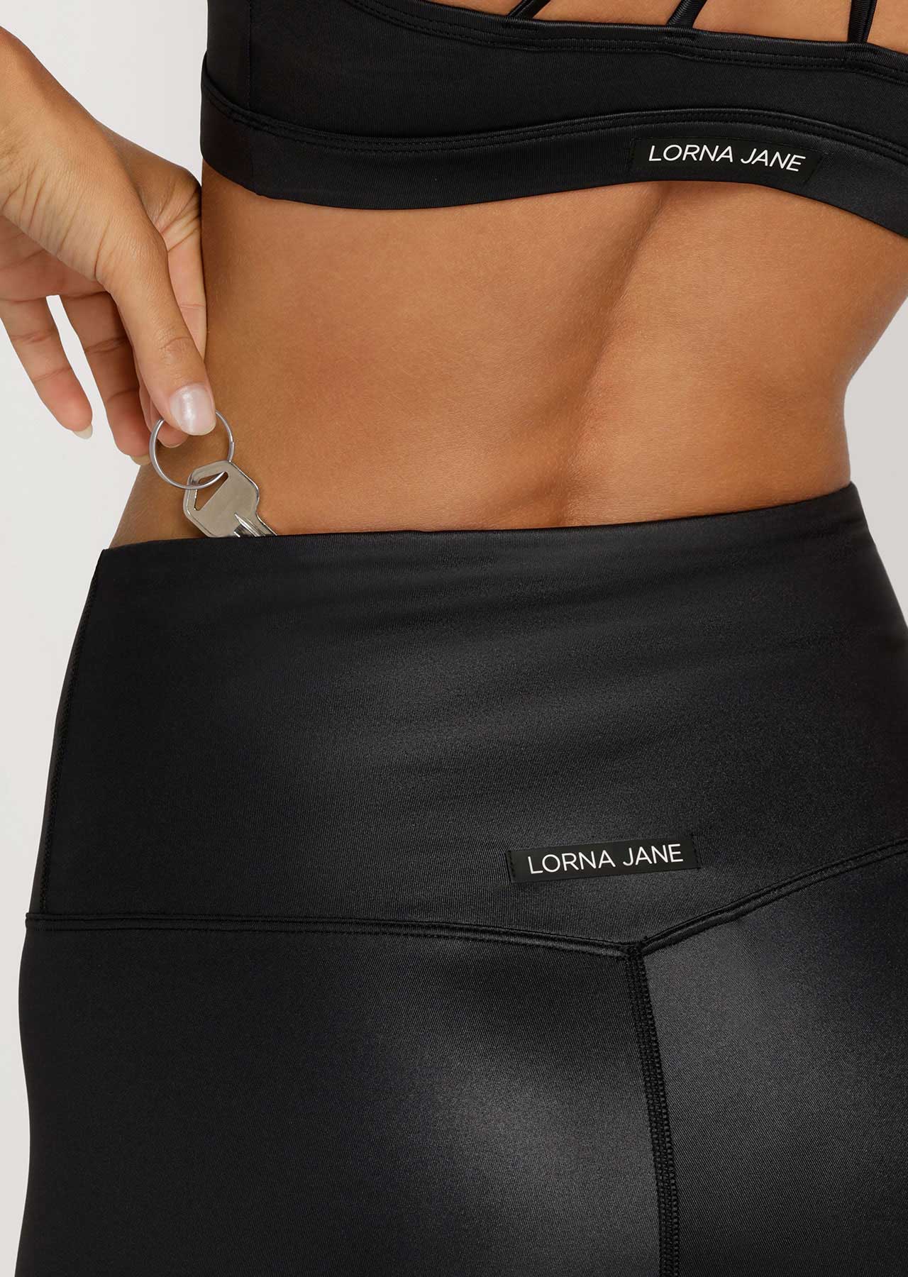 Lorna Jane Wet Look Full Length Leggings - Black