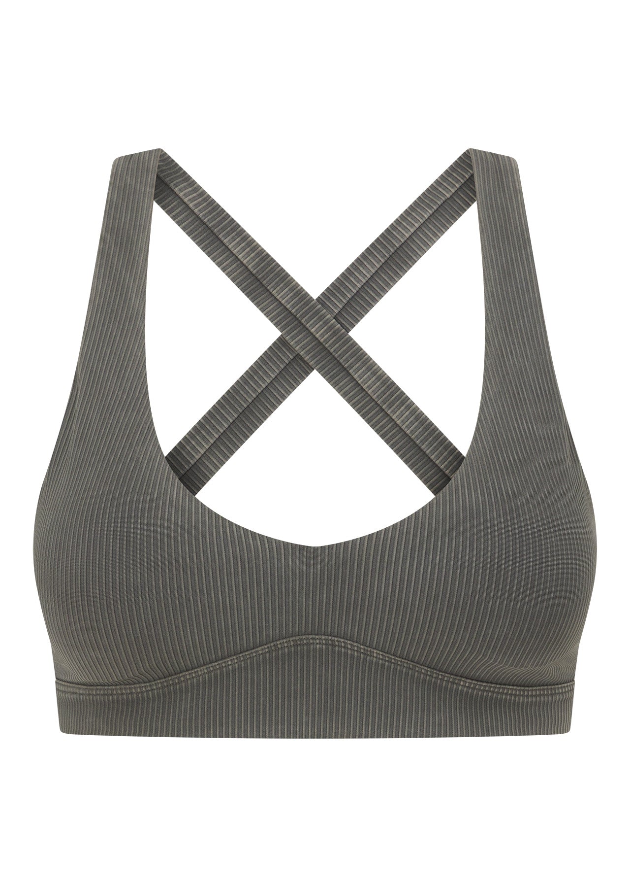 Lorna Jane Perform Washed Rib Sports Bra - Washed Khaki Haze