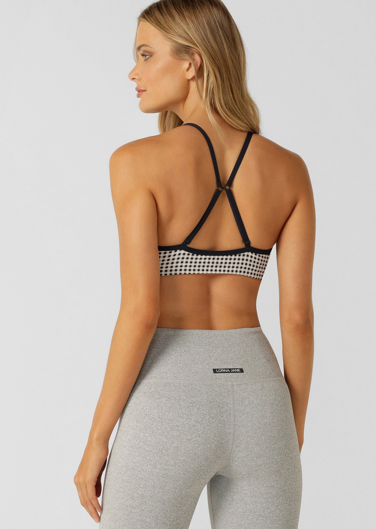 Lorna Jane Off Duty All Day Sports Bra - Midnight Blue Check Print