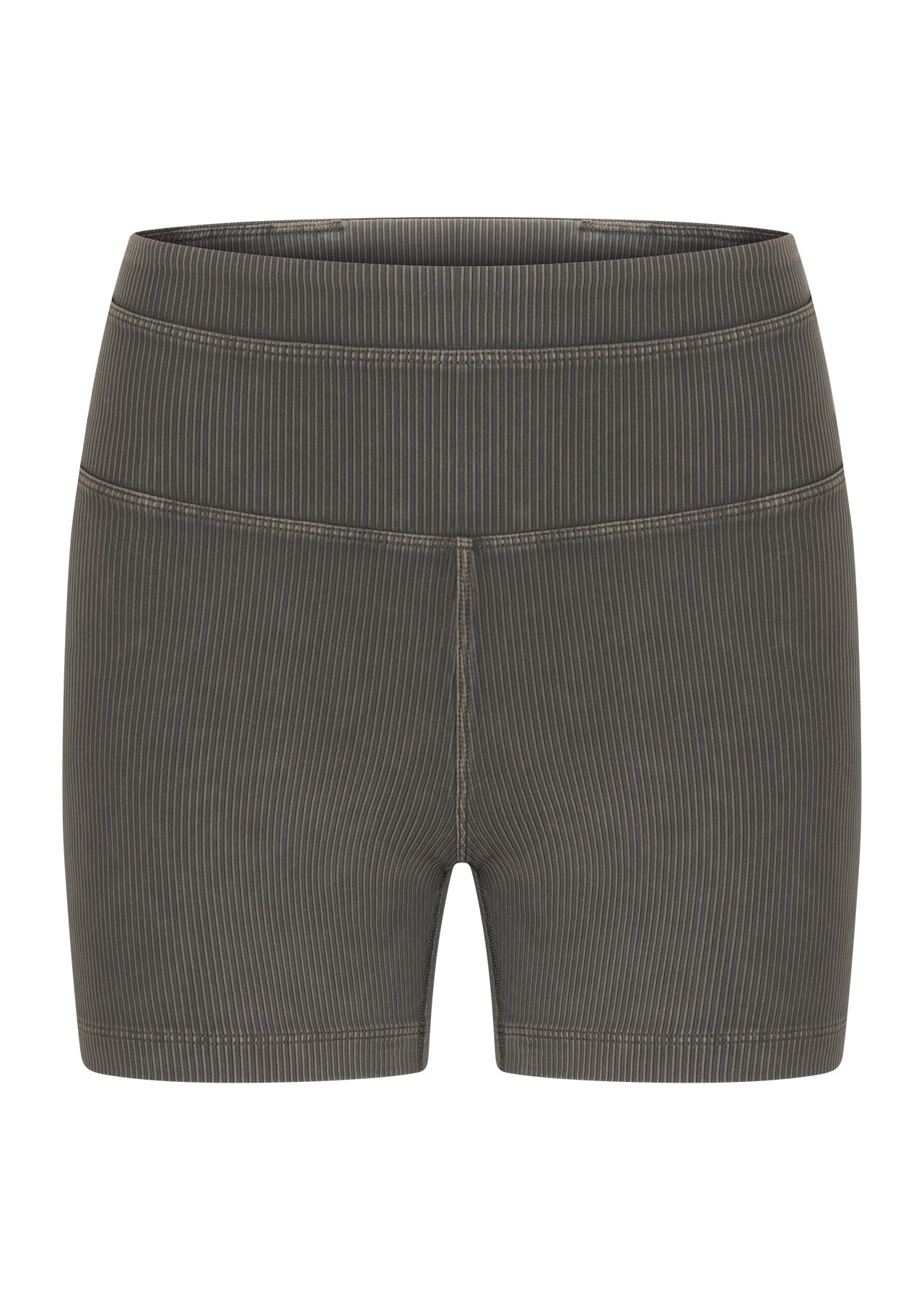 Lorna Jane Perform Washed Rib 12cm Bike Shorts - Washed Khaki Haze