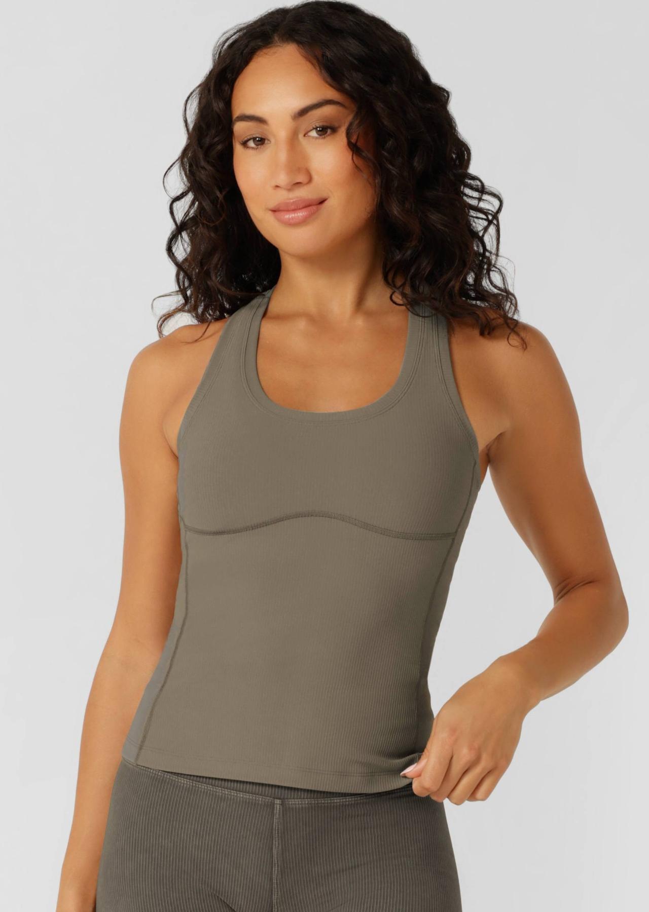 Lorna Jane Speed Circuit Active Rib Tank - Khaki Haze