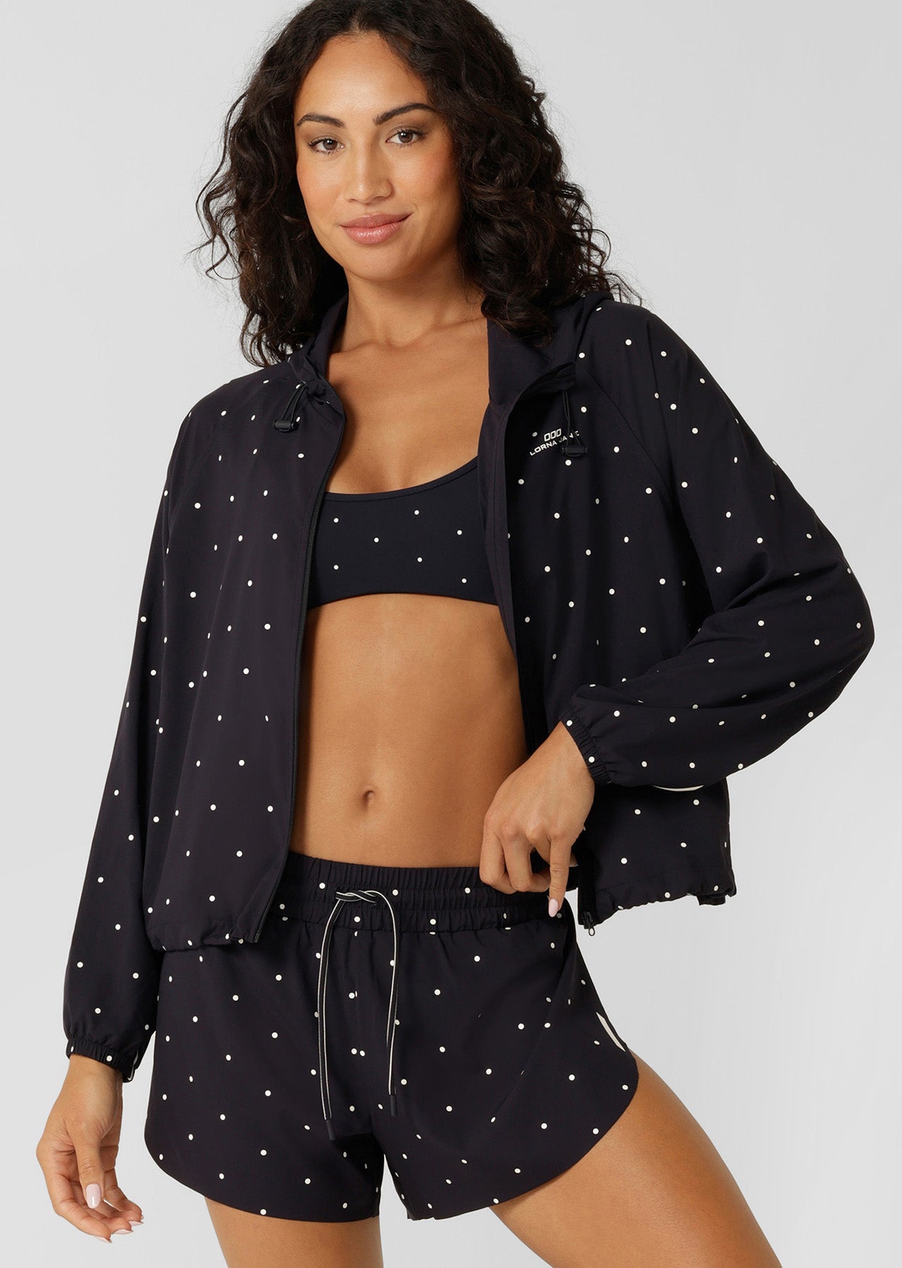 Lorna Jane Shine On Outdoor Rec Jacket - Polka Dot Print