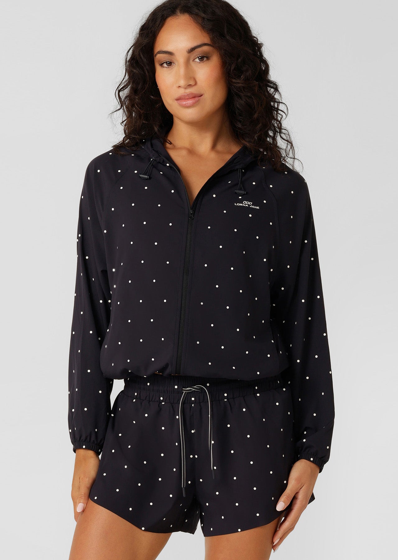 Lorna Jane Shine On Outdoor Rec Jacket - Polka Dot Print