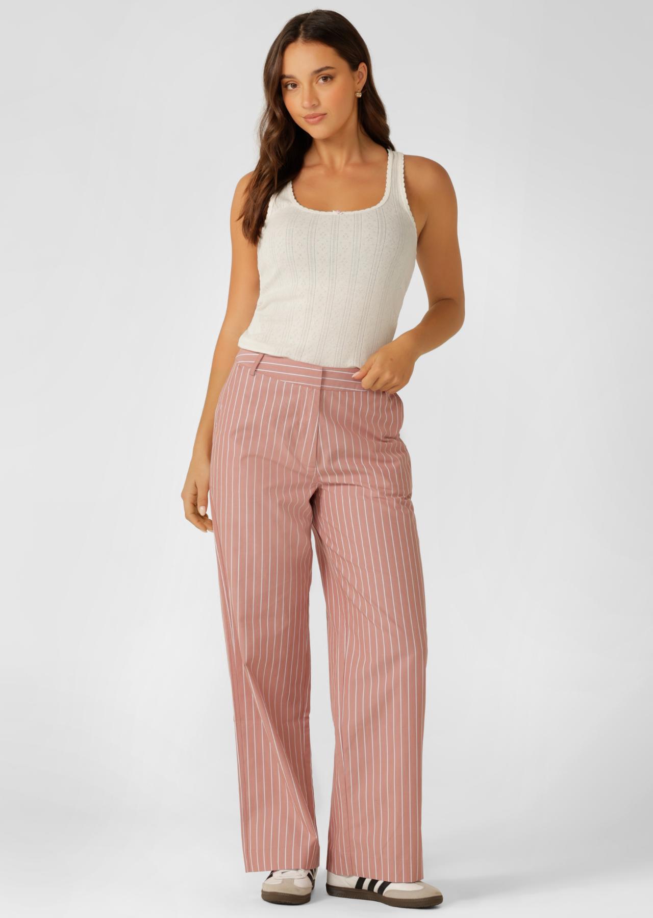 Lorna Jane Heritage Club Pinstripe Pants - Ash Rose Pinstripe