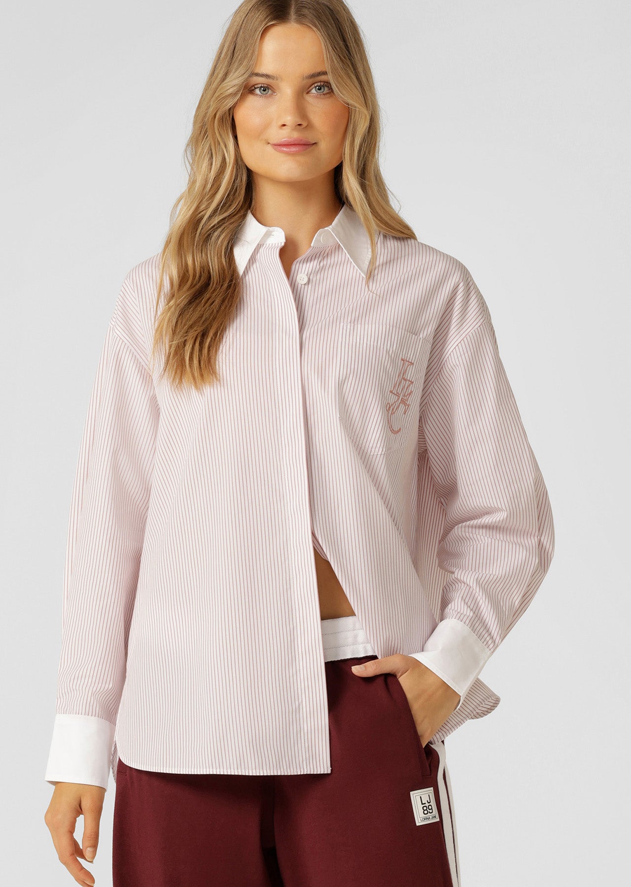 Lorna Jane Valour Long Sleeve Shirt - Ash Rose Stripe