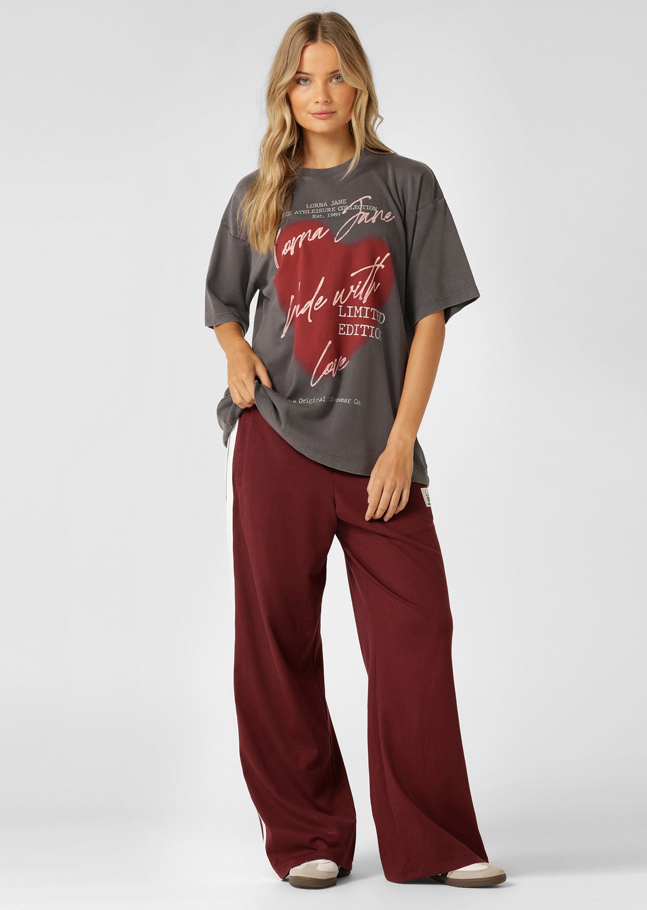 Lorna Jane LJ With Love Boyfriend T-Shirt - Washed Titanium