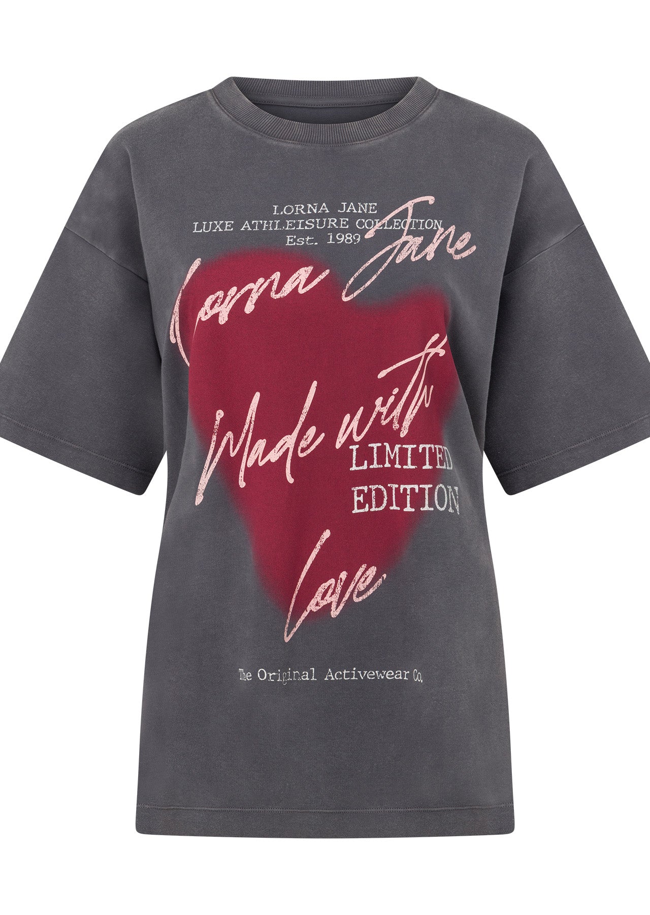 Lorna Jane LJ With Love Boyfriend T-Shirt - Washed Titanium