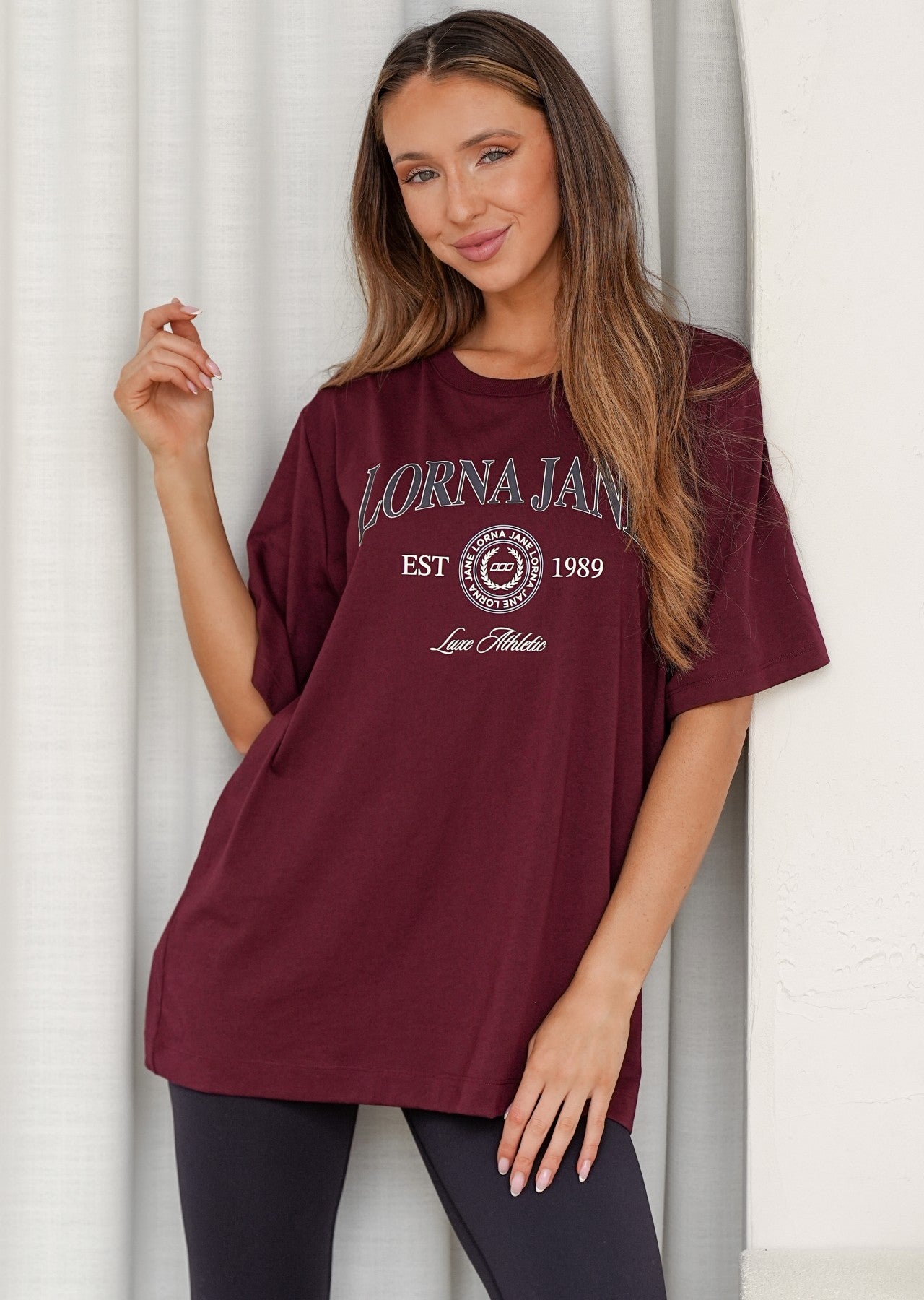 Lorna Jane Strive Relaxed T-shirt - Plum Red