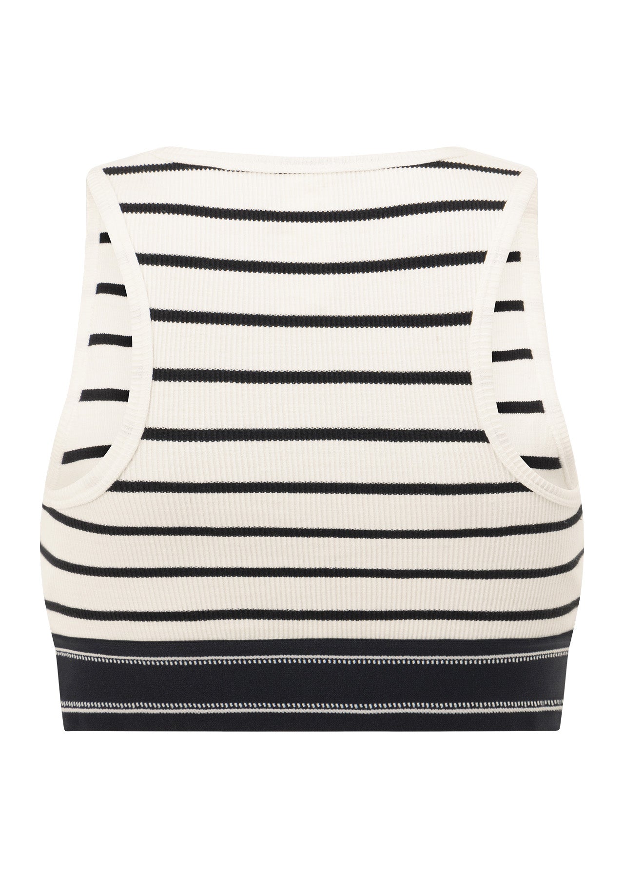 Lorna Jane Horizon Striped Rib Tank - Black & Porcelaine Stripe