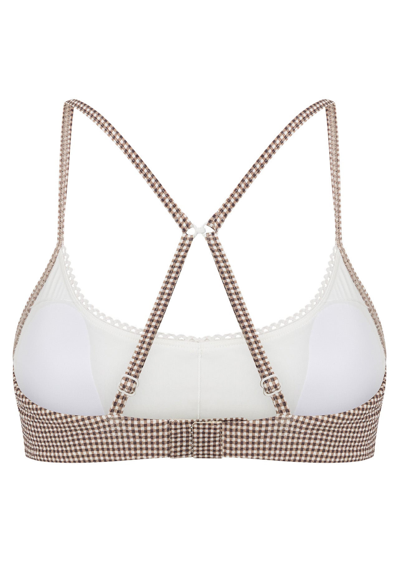 Lorna Jane Dream Maker Gingham Sports Bra - Mocha Gingham Print