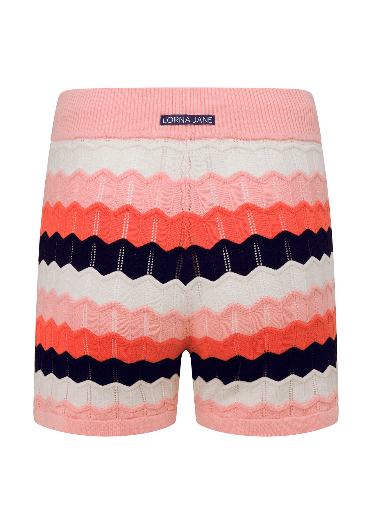 Lorna Jane Summer Knitted Bike Shorts - Peach Stripe