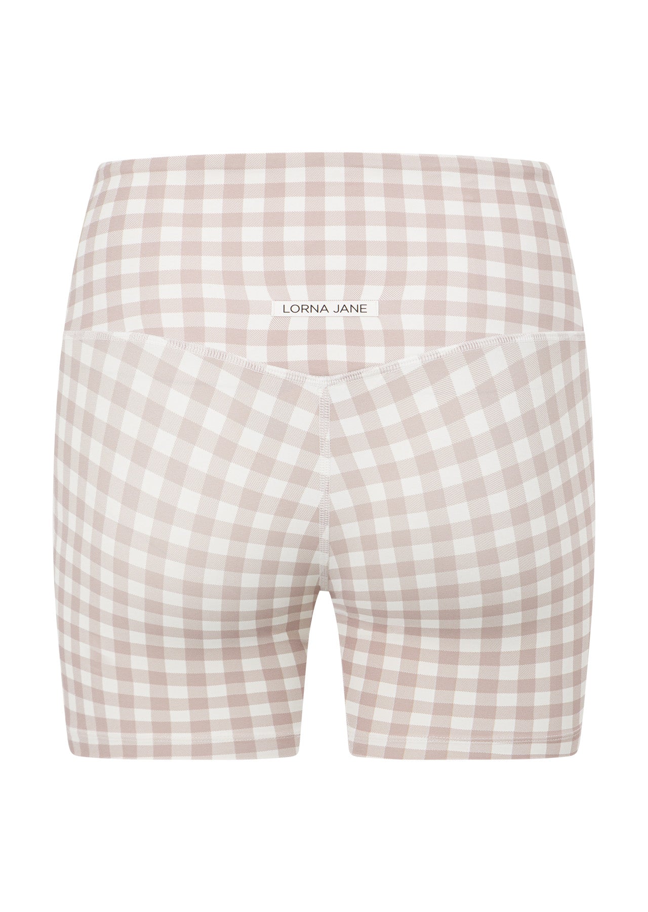 Lorna Jane Sweet Gingham 14cm Bike Shorts - Latte Ranch Gingham Print