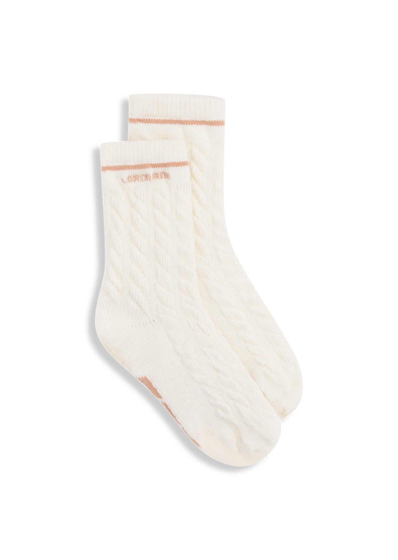 Lorna Jane Cable Knit Crew Socks - Cream & Latte