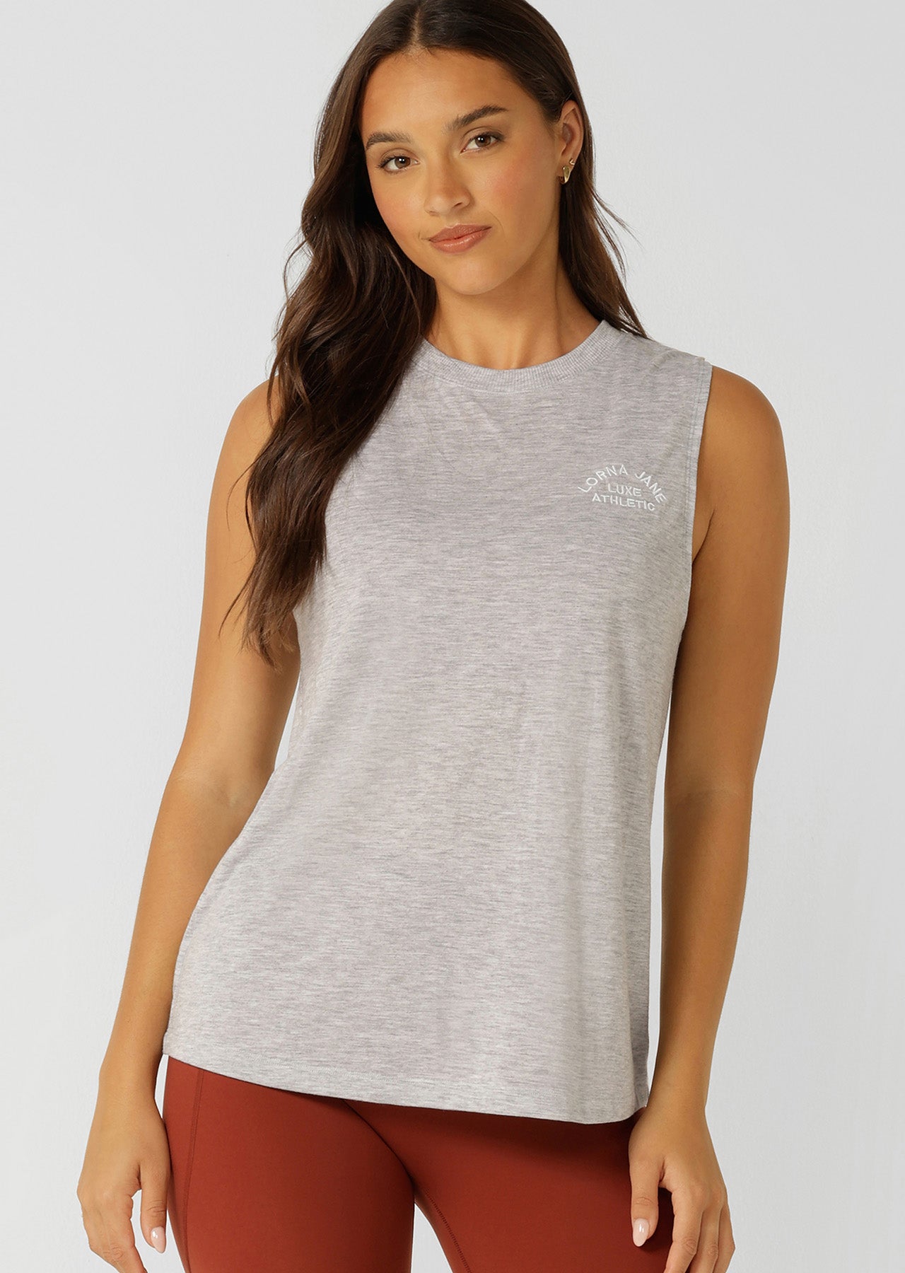 Lorna Jane Lotus Muscle Tank - Grey Marl