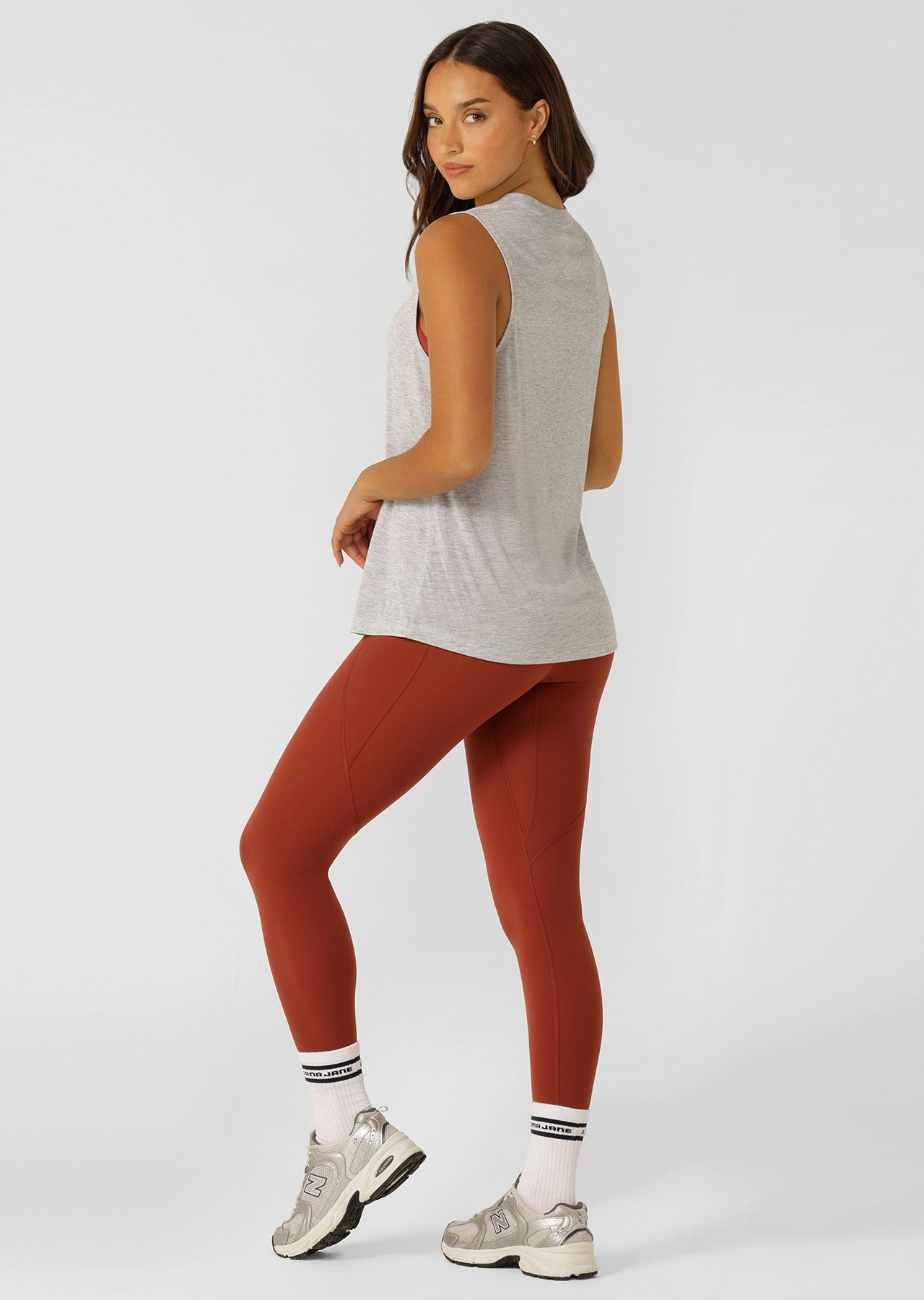 Lorna Jane Lotus Muscle Tank - Grey Marl
