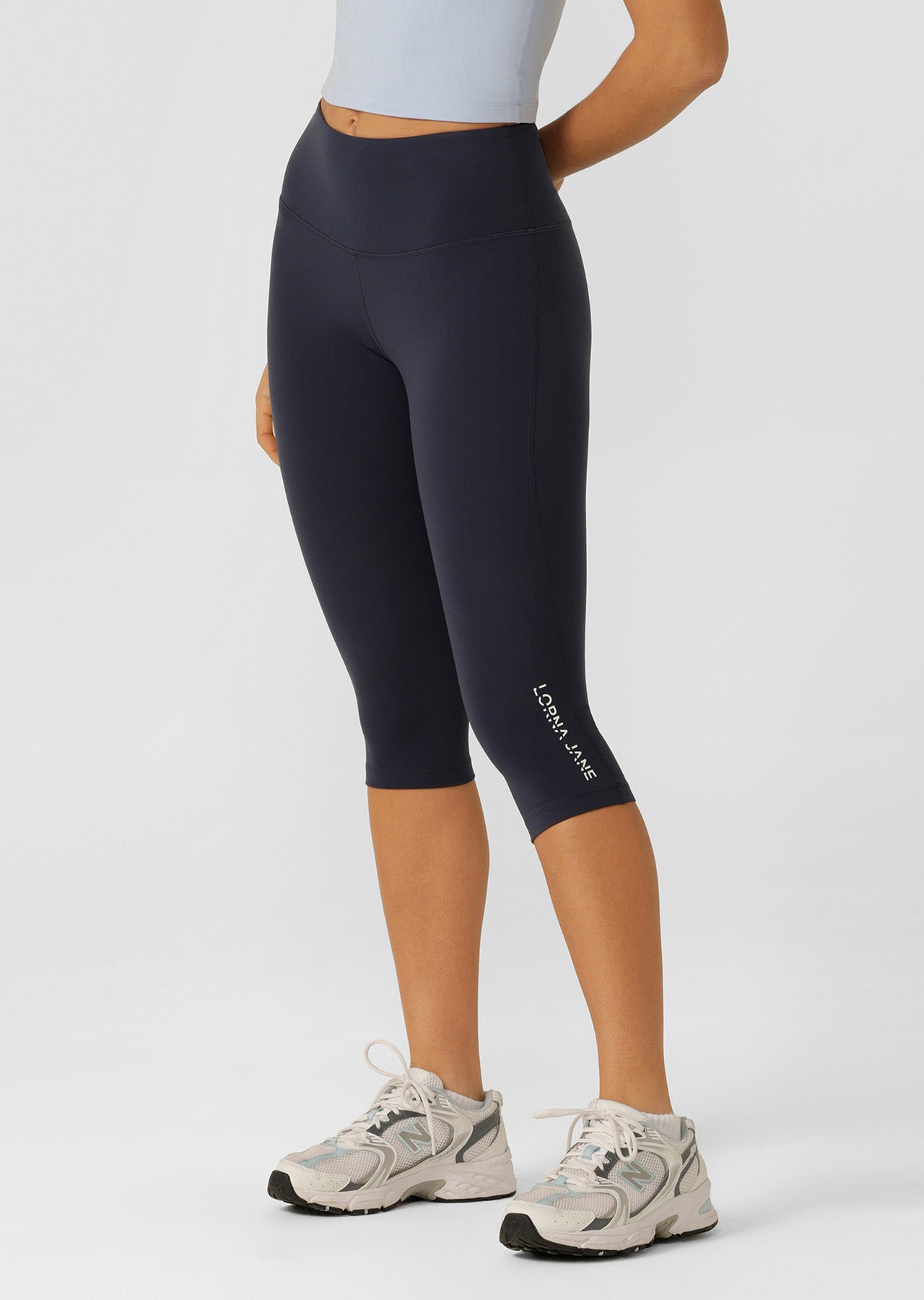 Lorna Jane Lotus No Chafe Phone Pocket 3/4 Leggings - Platinum Navy