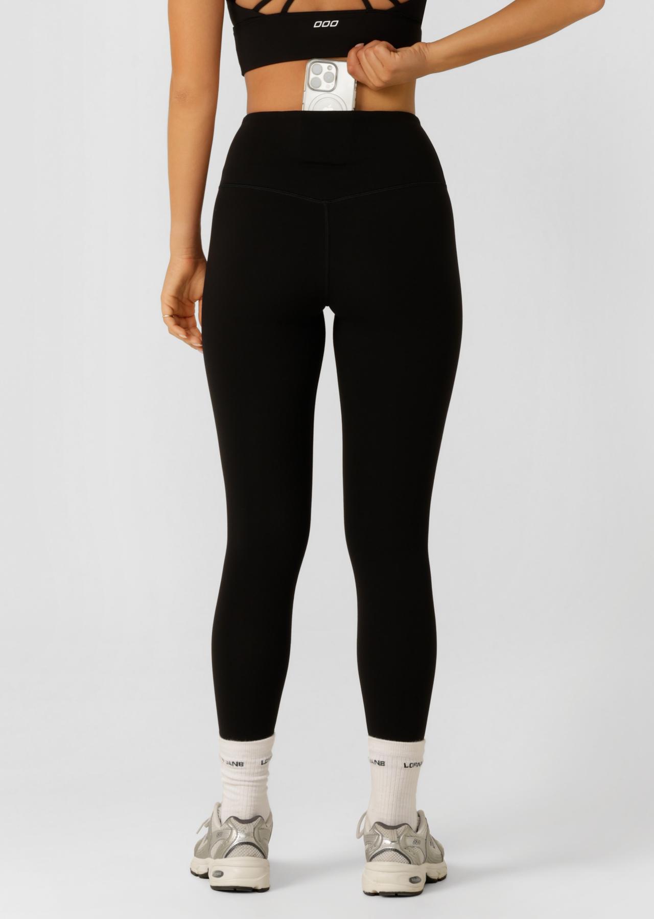 Lorna Jane Lotus Phone Pocket Ankle Biter Leggings - Recycled Black