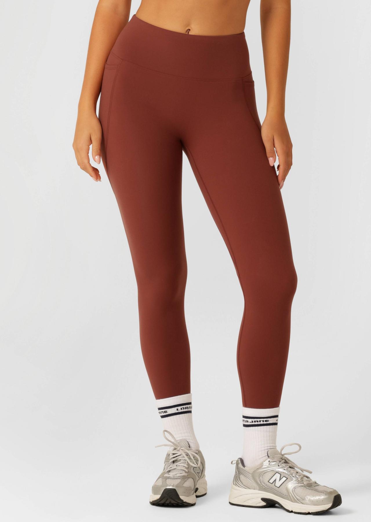 Lorna Jane Amy No Ride Phone Pocket Ankle Biter Leggings - Dark Spice