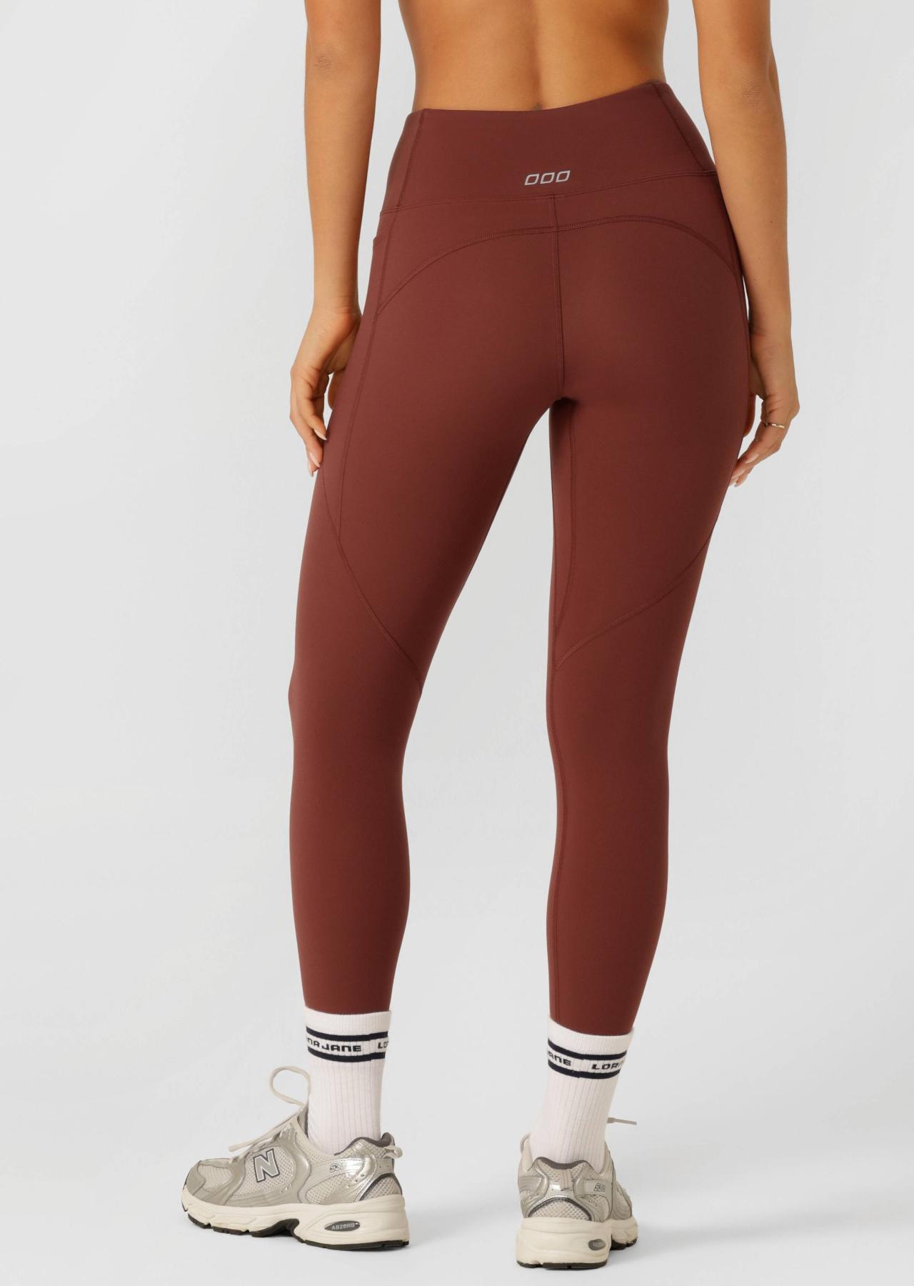 Lorna Jane Amy No Ride Phone Pocket Ankle Biter Leggings - Dark Spice