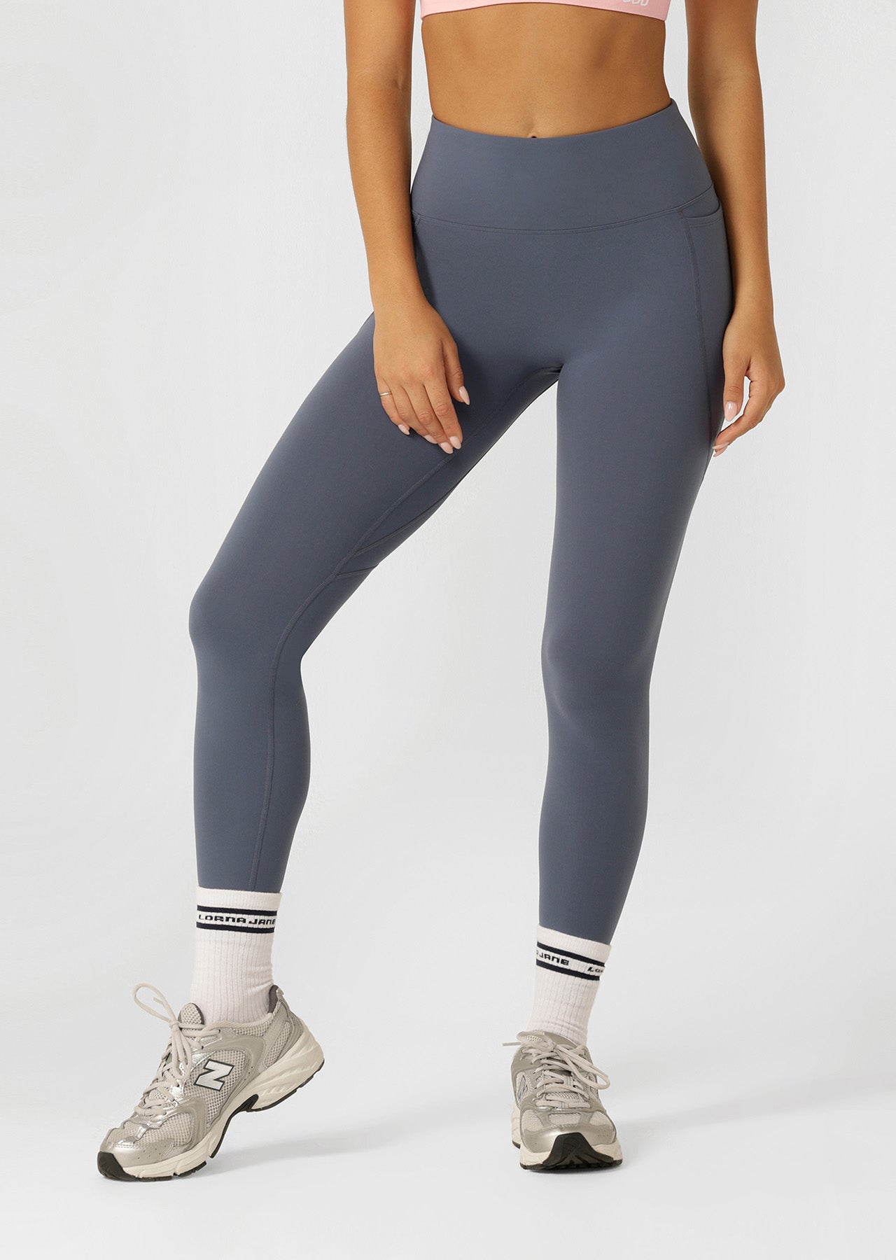 Lorna Jane Amy No Ride Phone Pocket Full Length Leggings - Dark Powder Grey