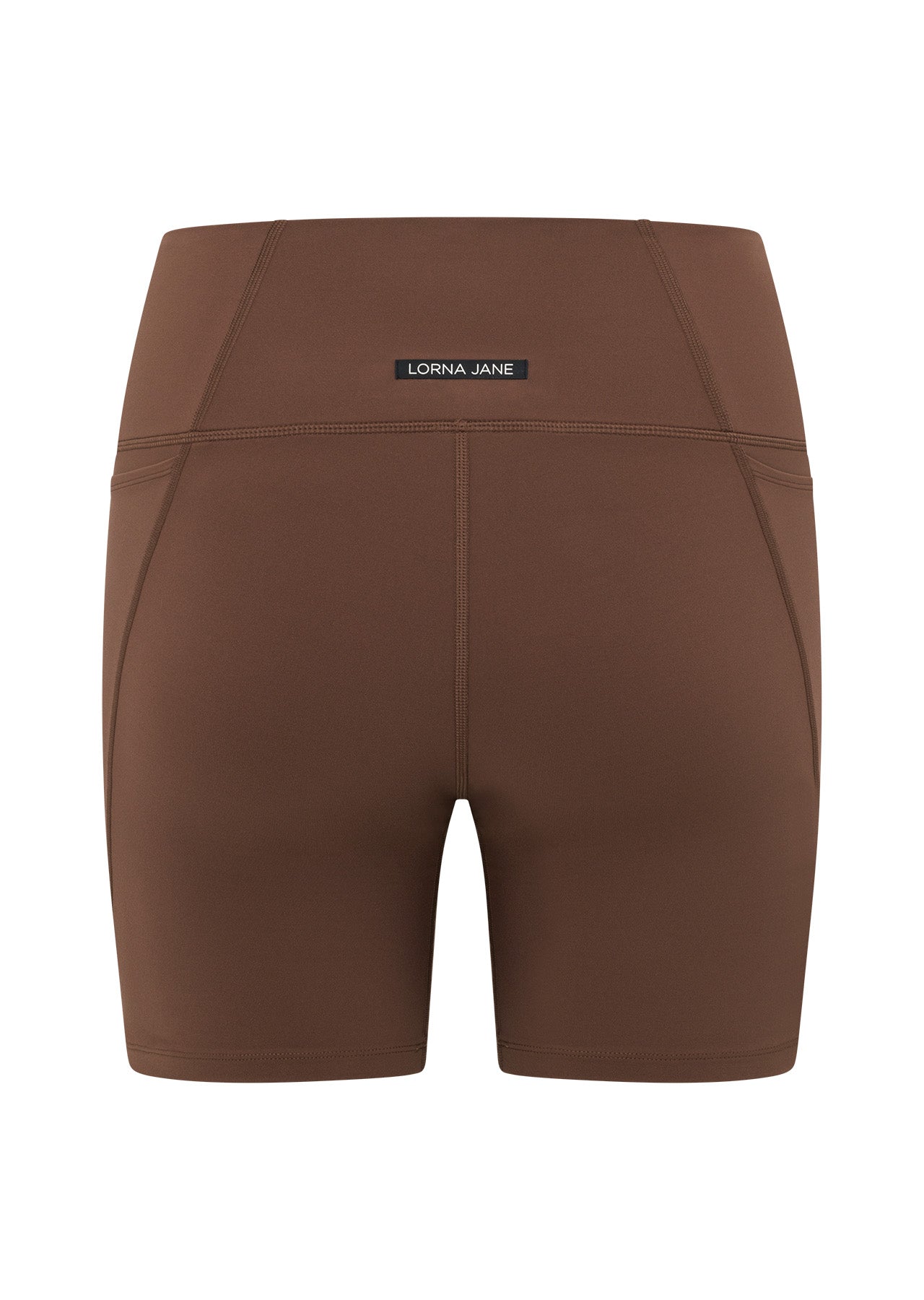 Lorna Jane Hi-Fold No Ride Pocket Bike Shorts - Chocolate