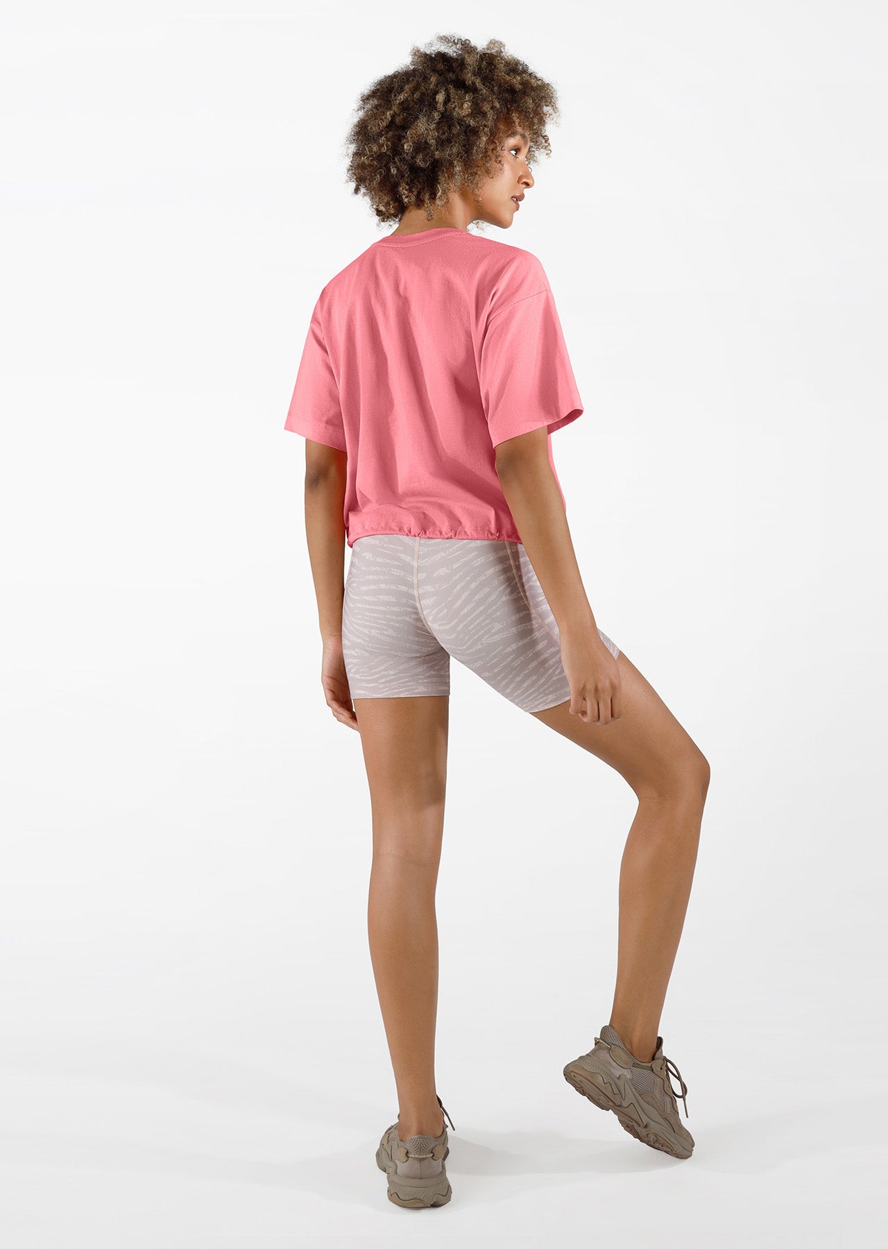Lorna Jane Calypso Cropped Tee - Pale Pink Grapefruit