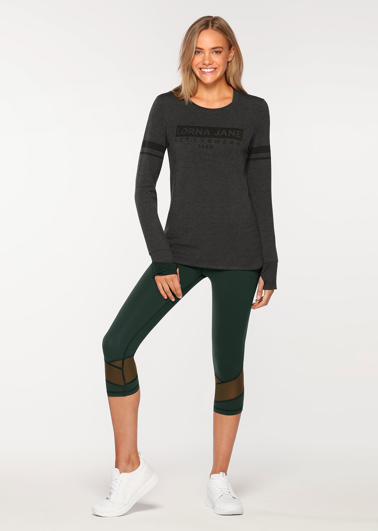 Lorna Jane Classic L/Slv Active Top - Black Marl
