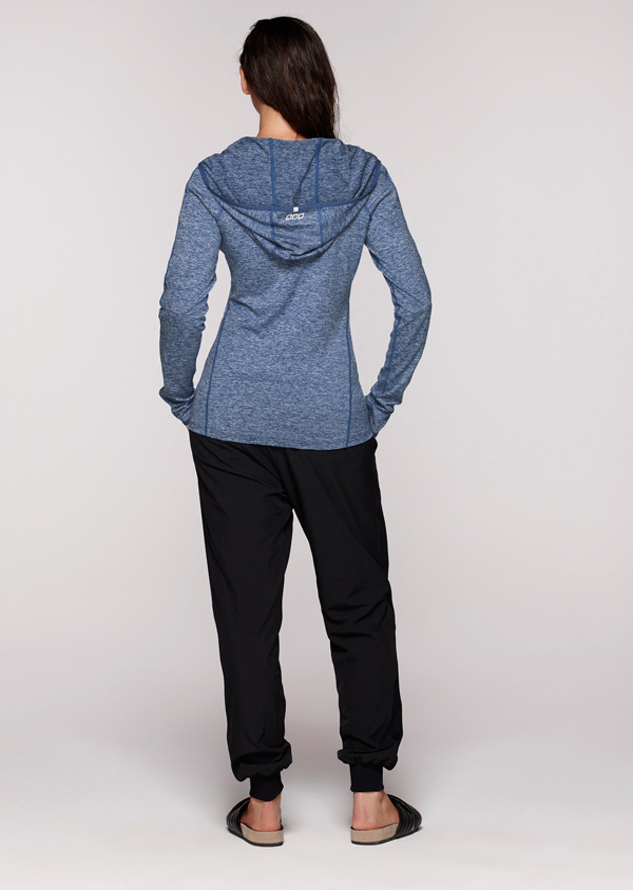 Lorna Jane Cleo Hooded Excel L/Slv Top - Hurricane Marl