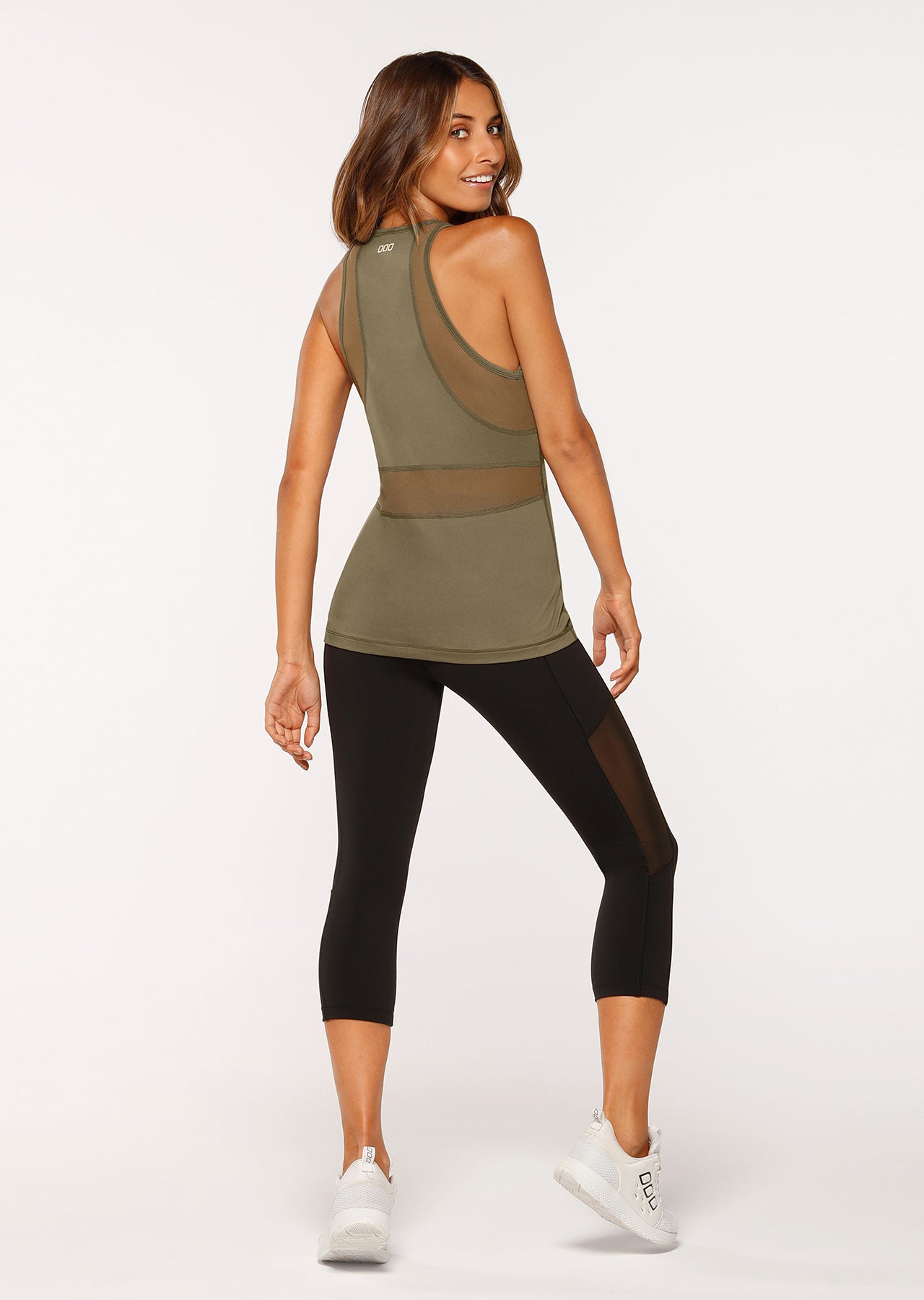 Lorna Jane Crescent Active Mesh Tank - Safari
