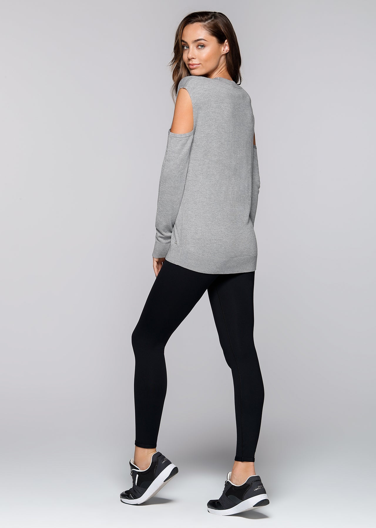 Lorna Jane Deltoid L/Slv Knit Top - Grey Marl