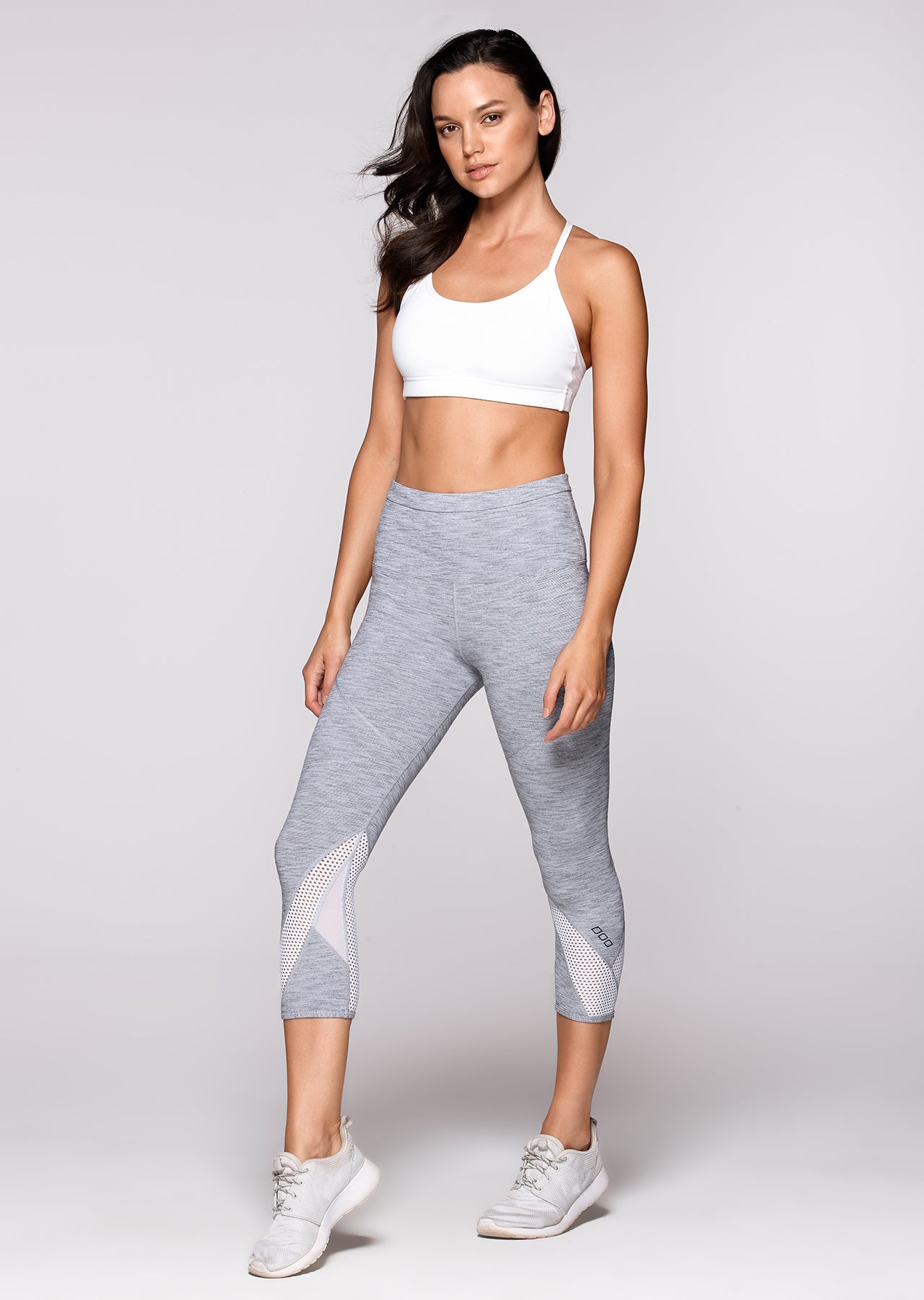 Lorna Jane Enhanced Stability 7/8 Tight - Grey Marl Stripe