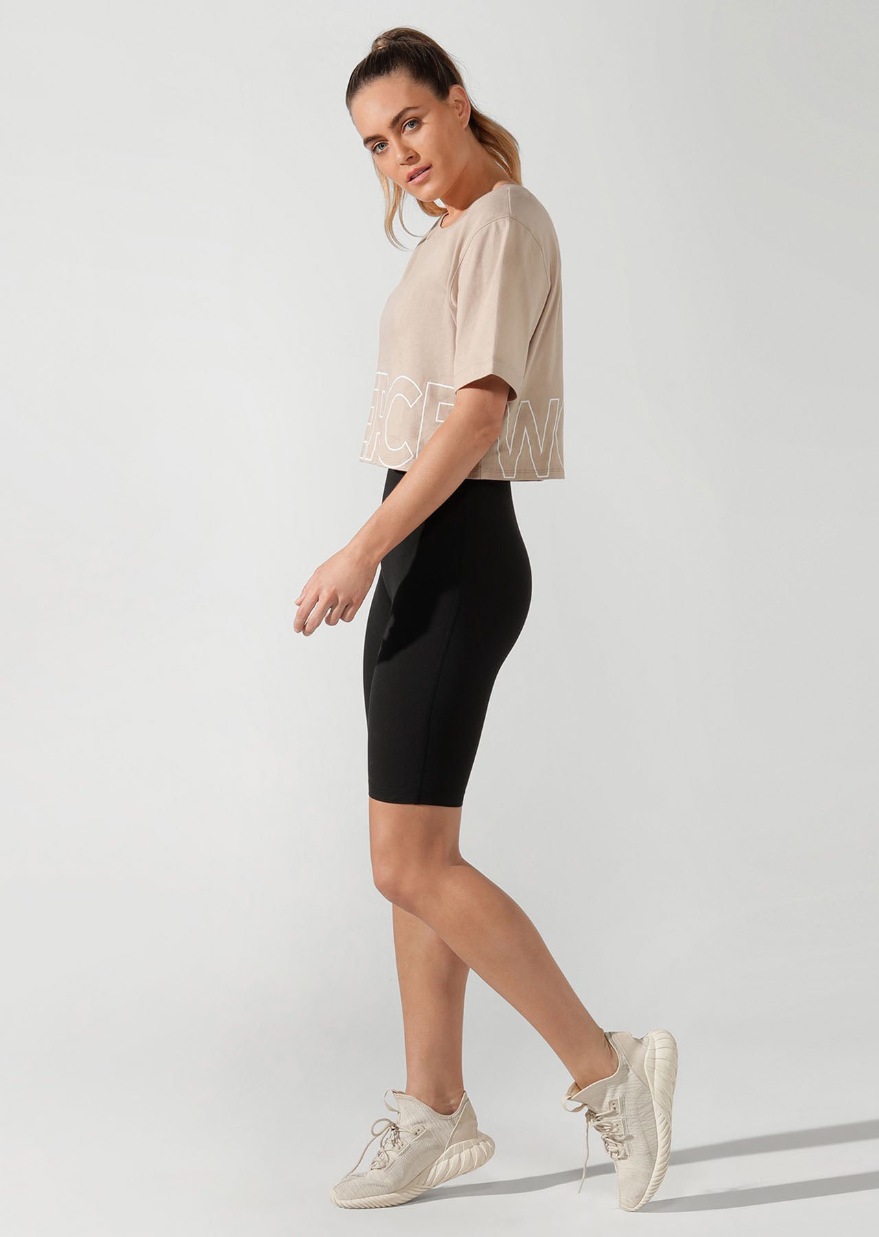 Lorna Jane Fierce Cropped Tee - Off White