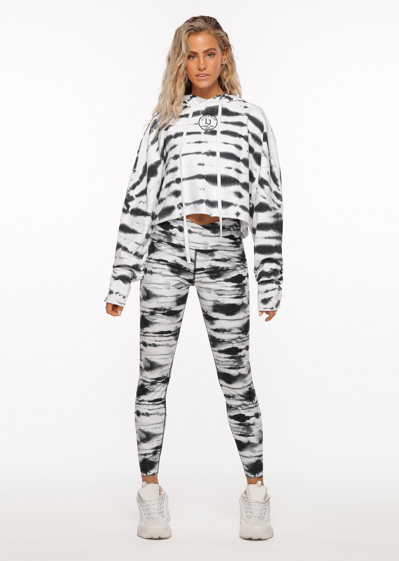 Lorna Jane Gazelle Cropped Hoodie - Gazelle Print Tie Dye