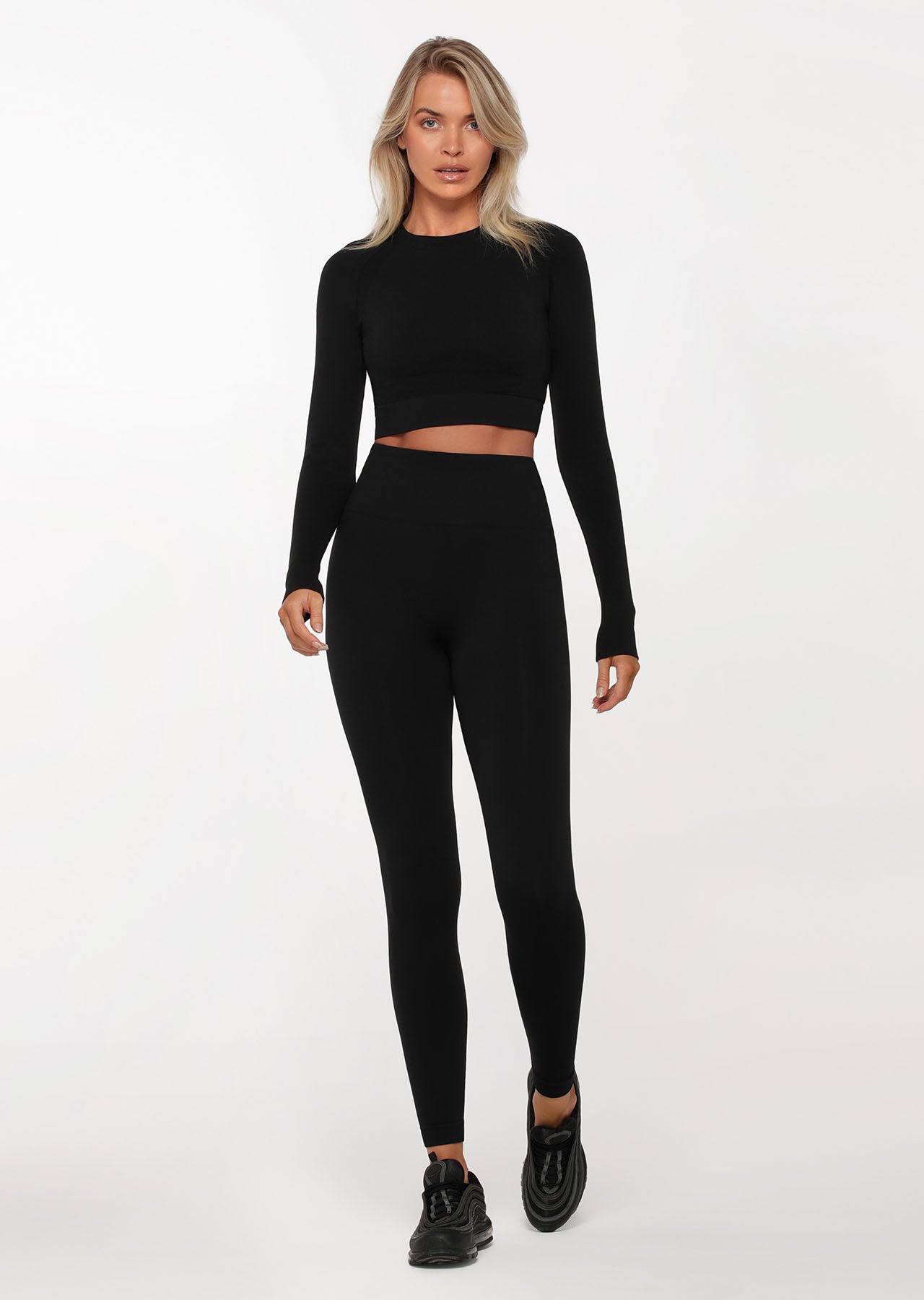 Lorna Jane Gym Bunny Seamless Long Sleeve Top - Black