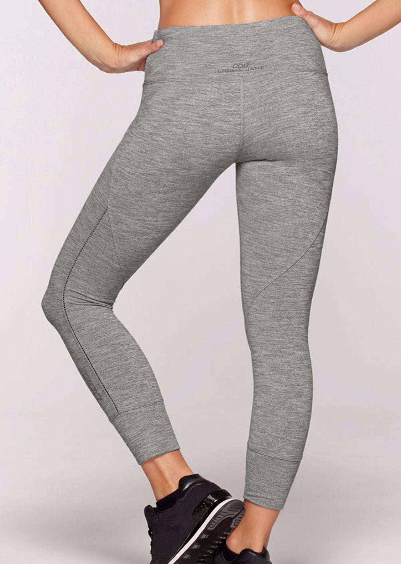 Lorna Jane Harley Core Ankle Biter Tight - Mid Grey Marl Stripe