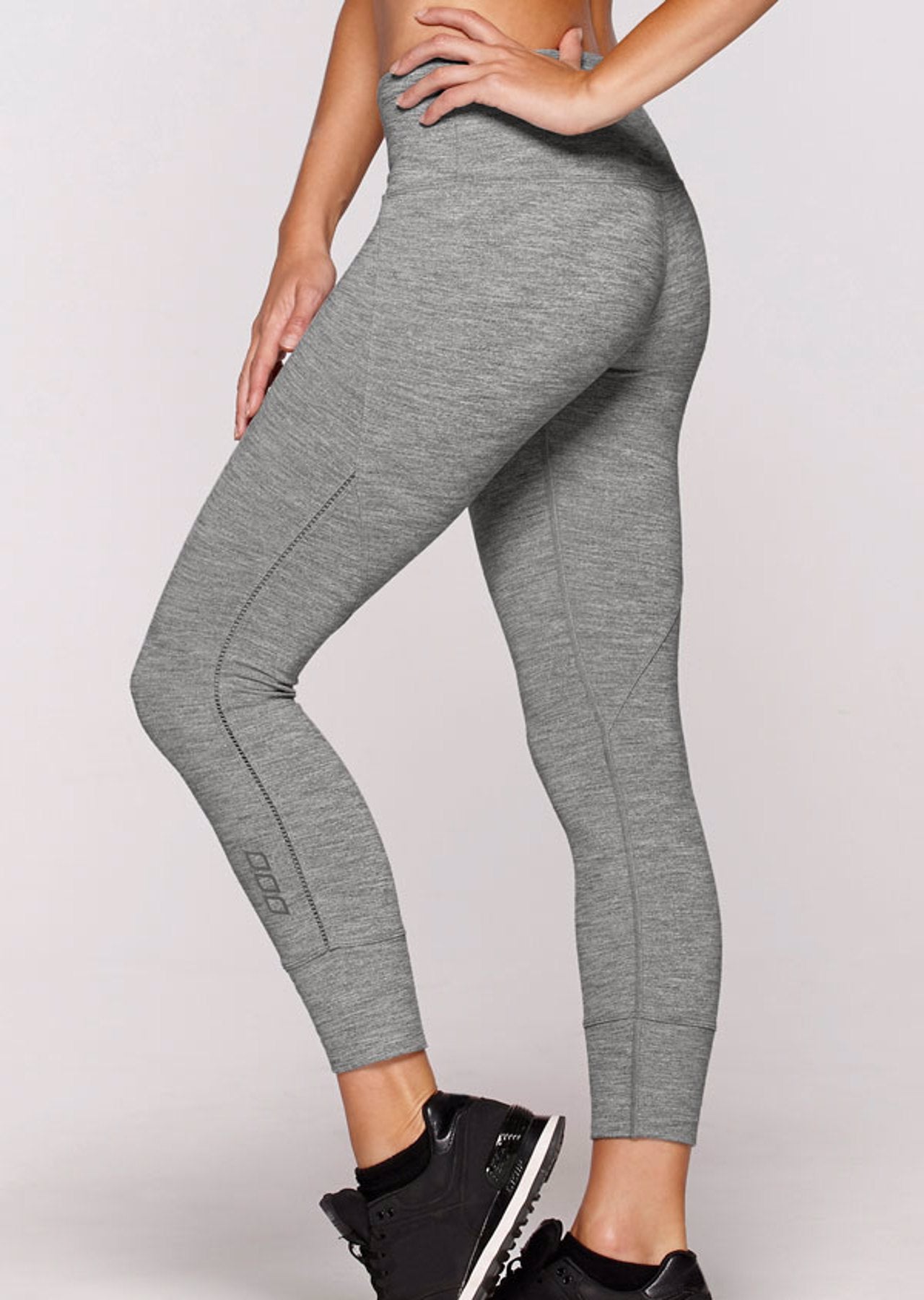 Lorna Jane Harley Core Ankle Biter Tight - Mid Grey Marl Stripe